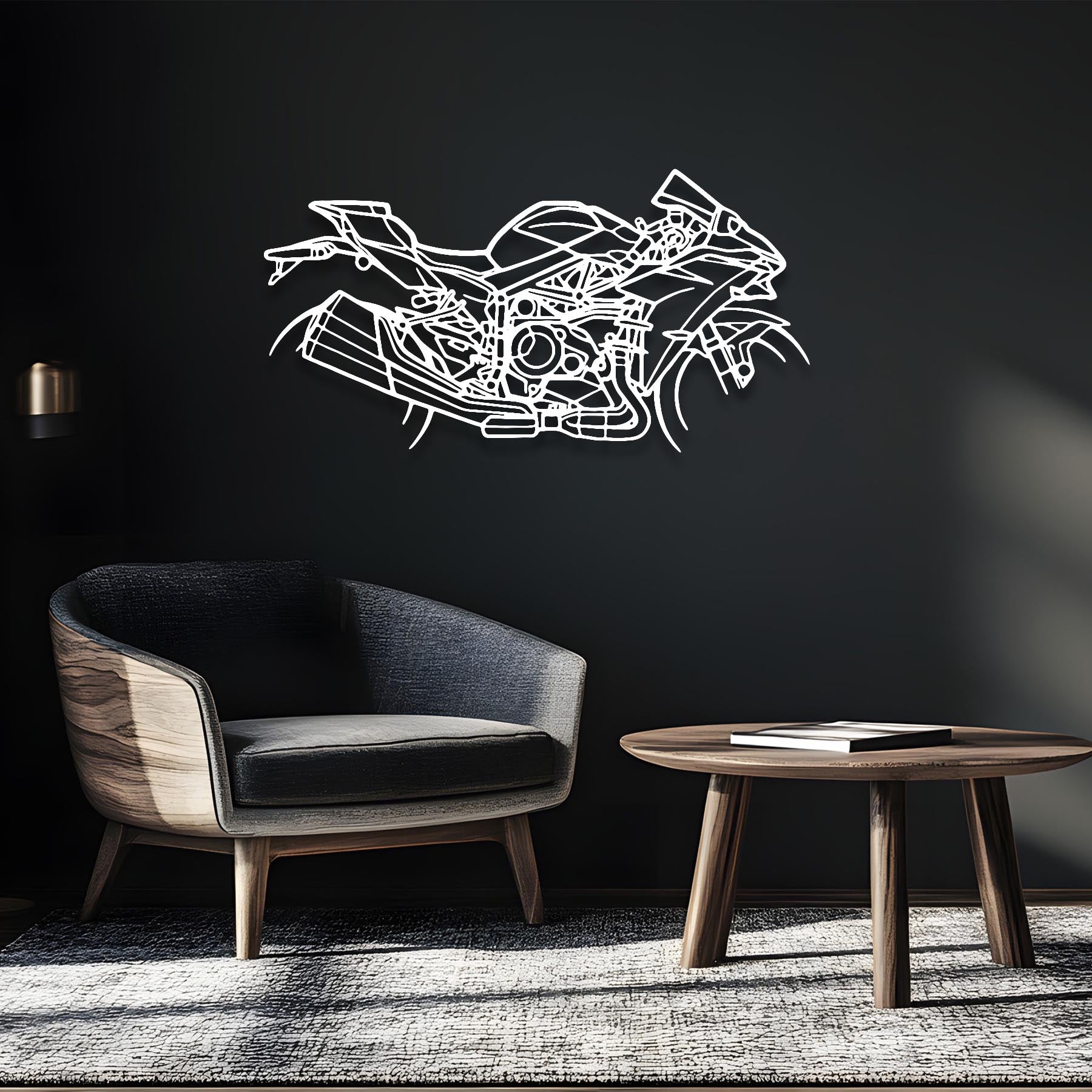 H2 Carbon Silhouette Metal Wall Art