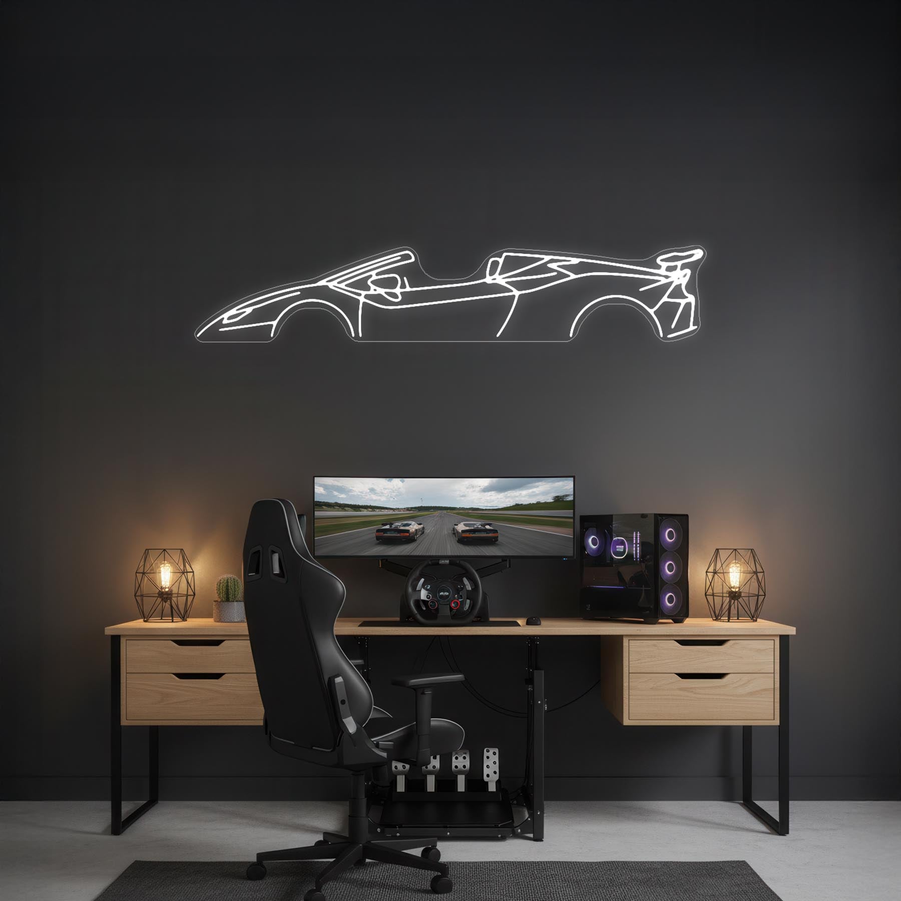 Huracan Spider Neon Silhouette