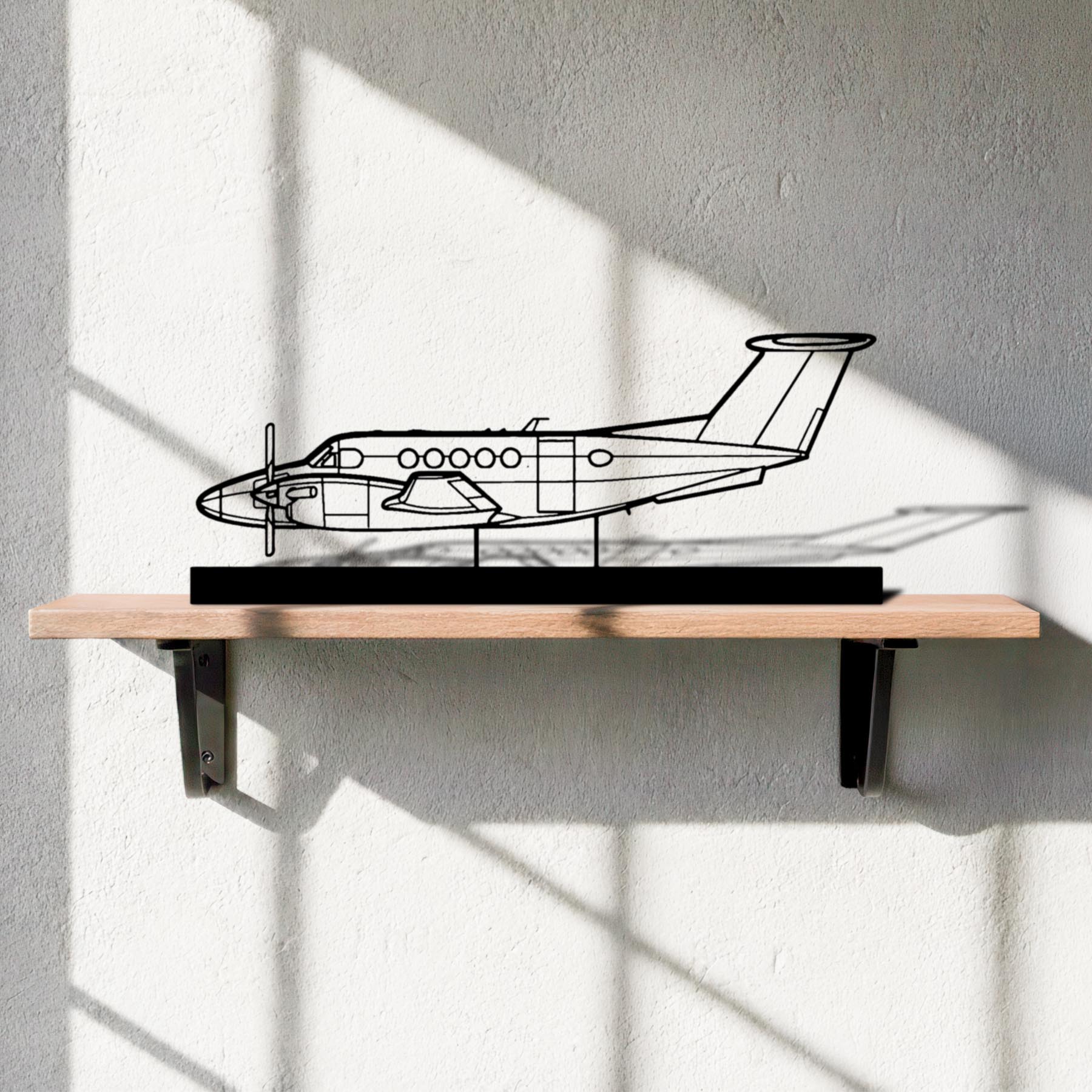 King Air B200 Silhouette Metal Art Stand