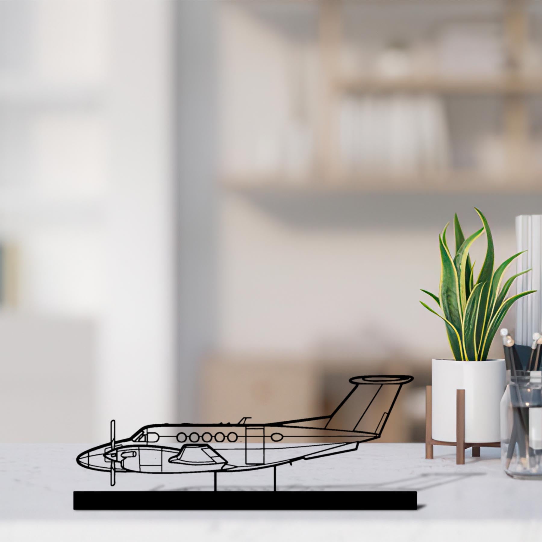 King Air B200 Silhouette Metal Art Stand