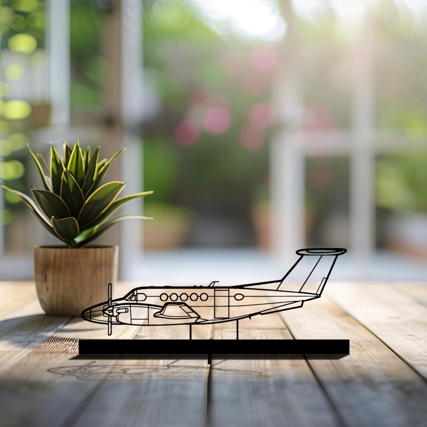 King Air B200 Silhouette Metal Art Stand