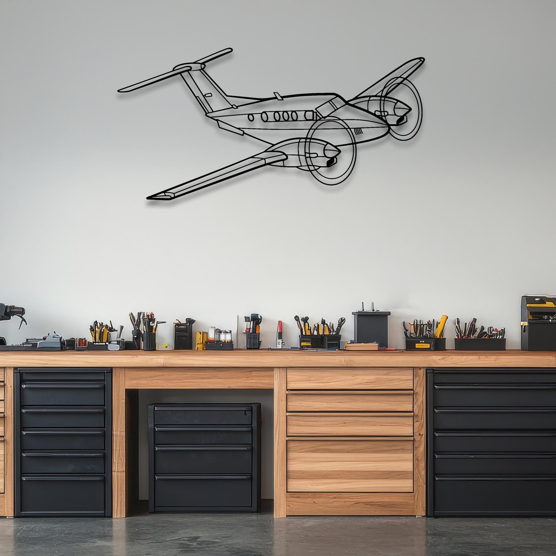 King Air F90 Angle Metal Aircraft Wall Art - NCP0388