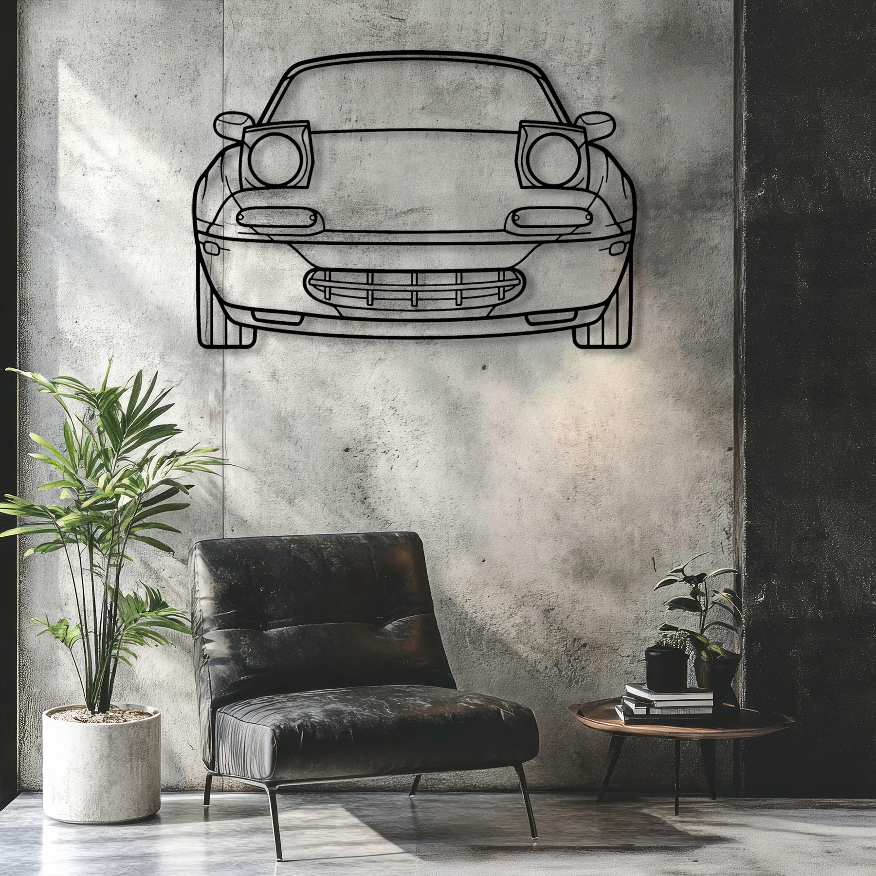 MX-5 1991 Front Silhouette Metal Wall Art