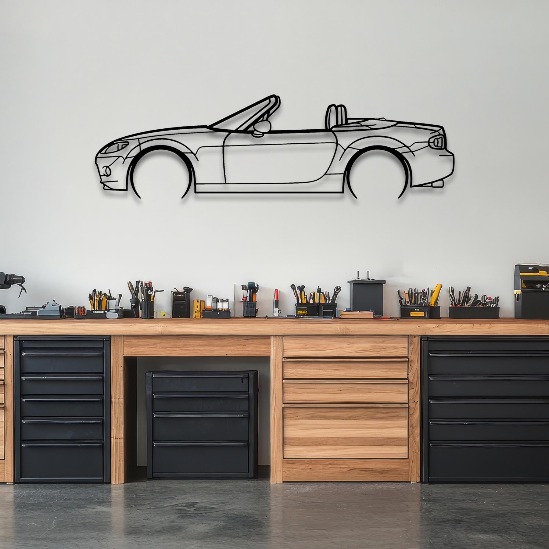 MX-5 2007 Cabrio Detailed Silhouette Metal Wall Art