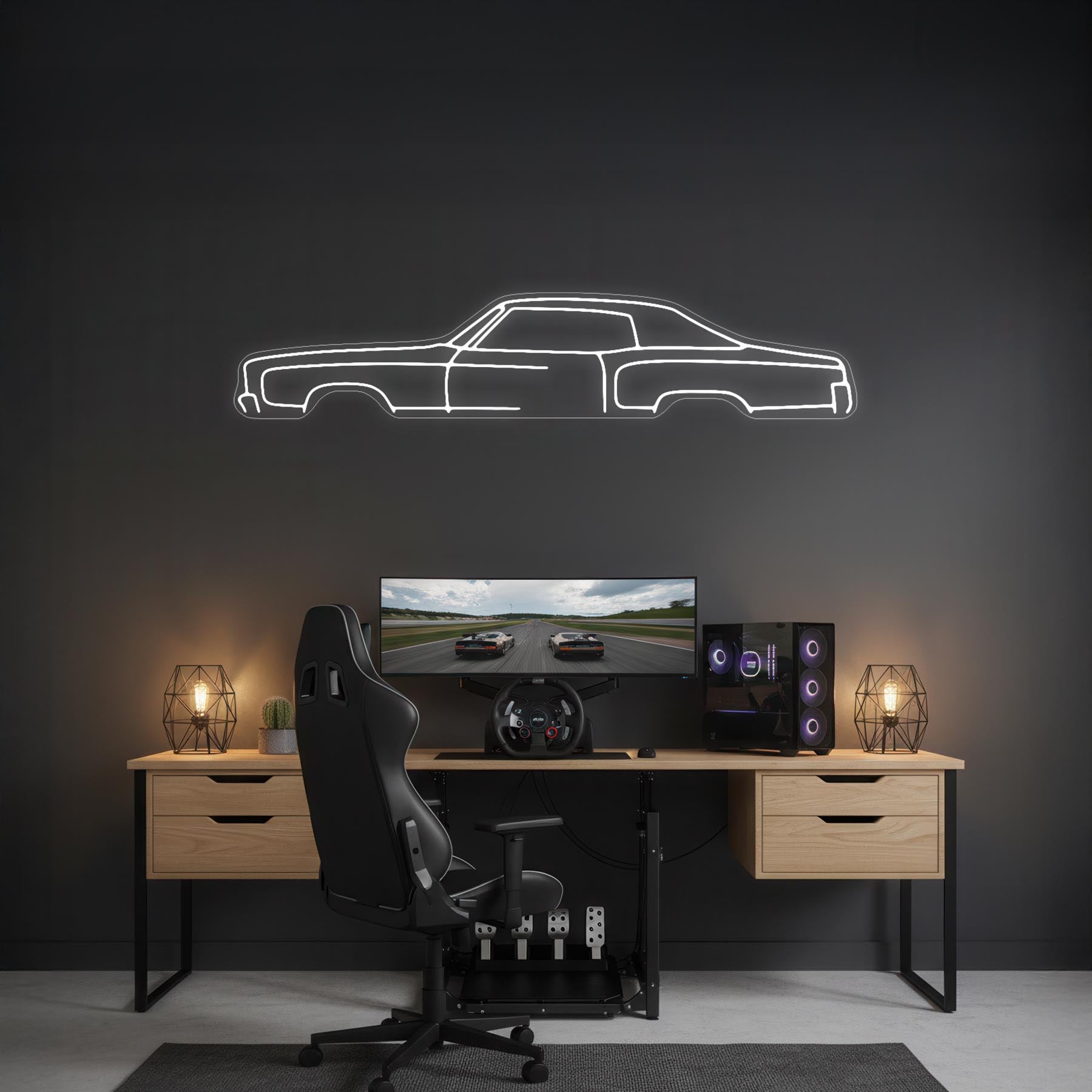 Monte Carlo 1972 Neon Silhouette