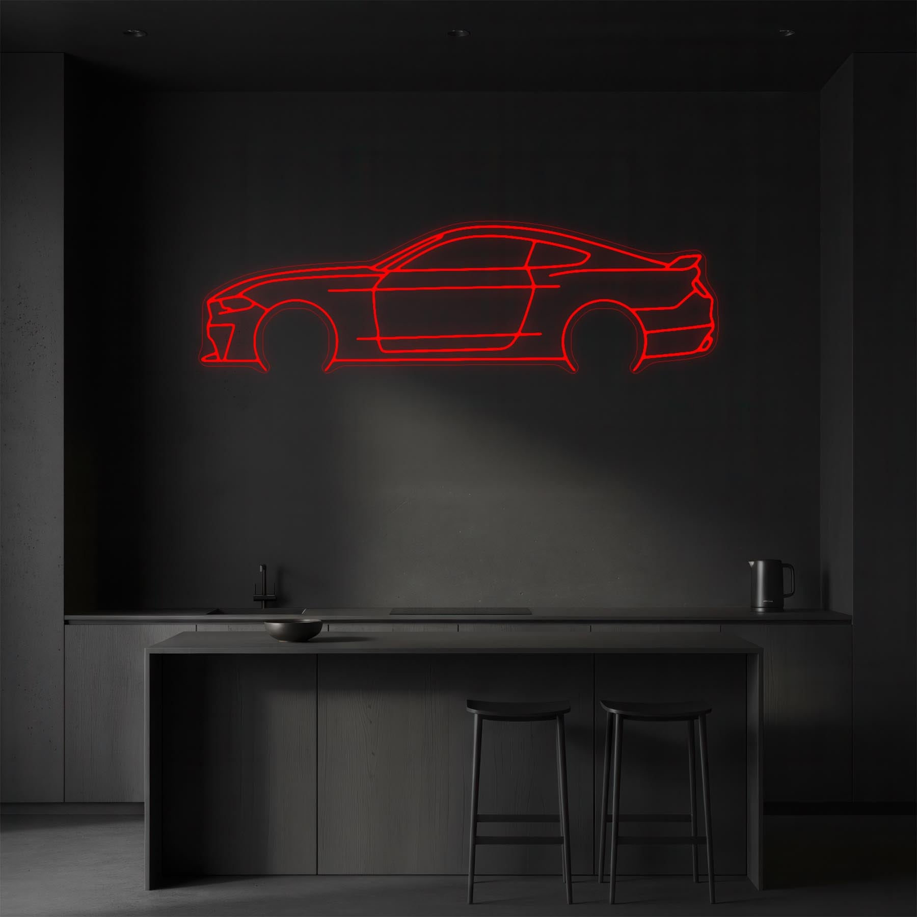 Mustang 2021 Detailed Neon Silhouette