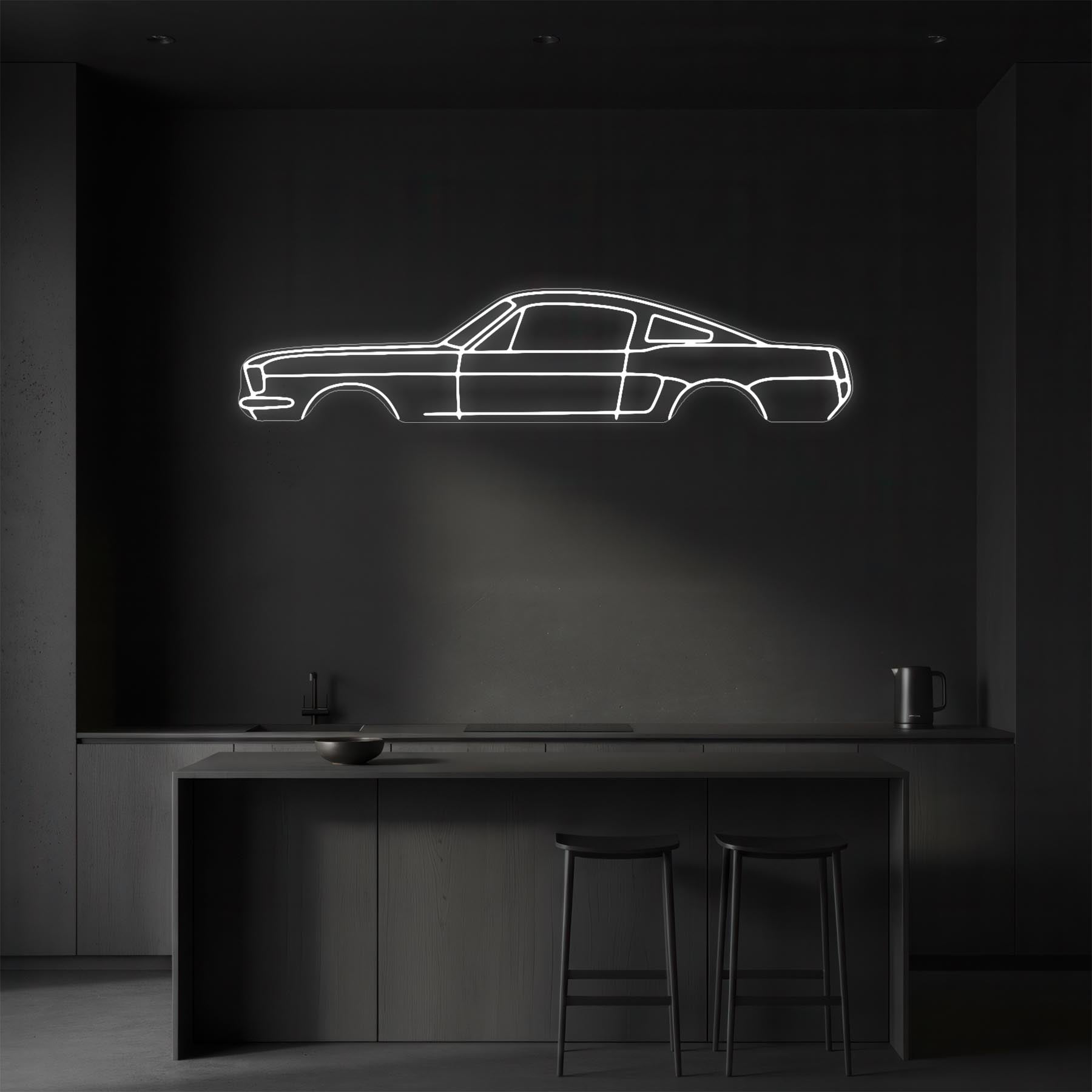 Mustang Fastback 1966 Neon Silhouette