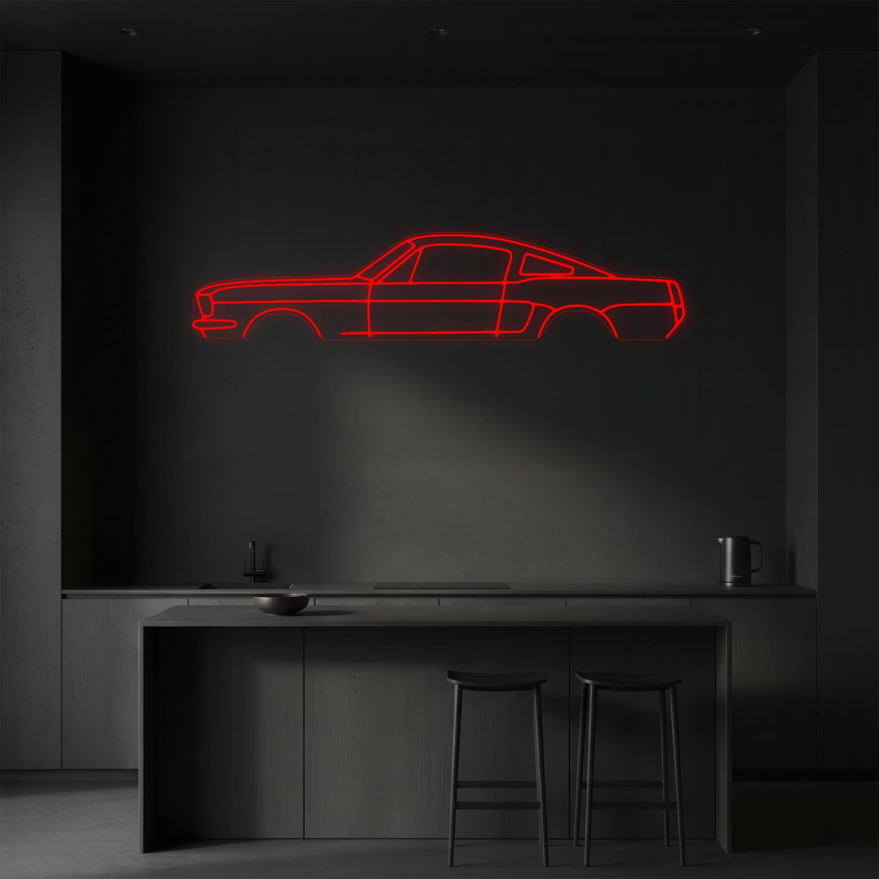Mustang Fastback 1966 Neon Silhouette