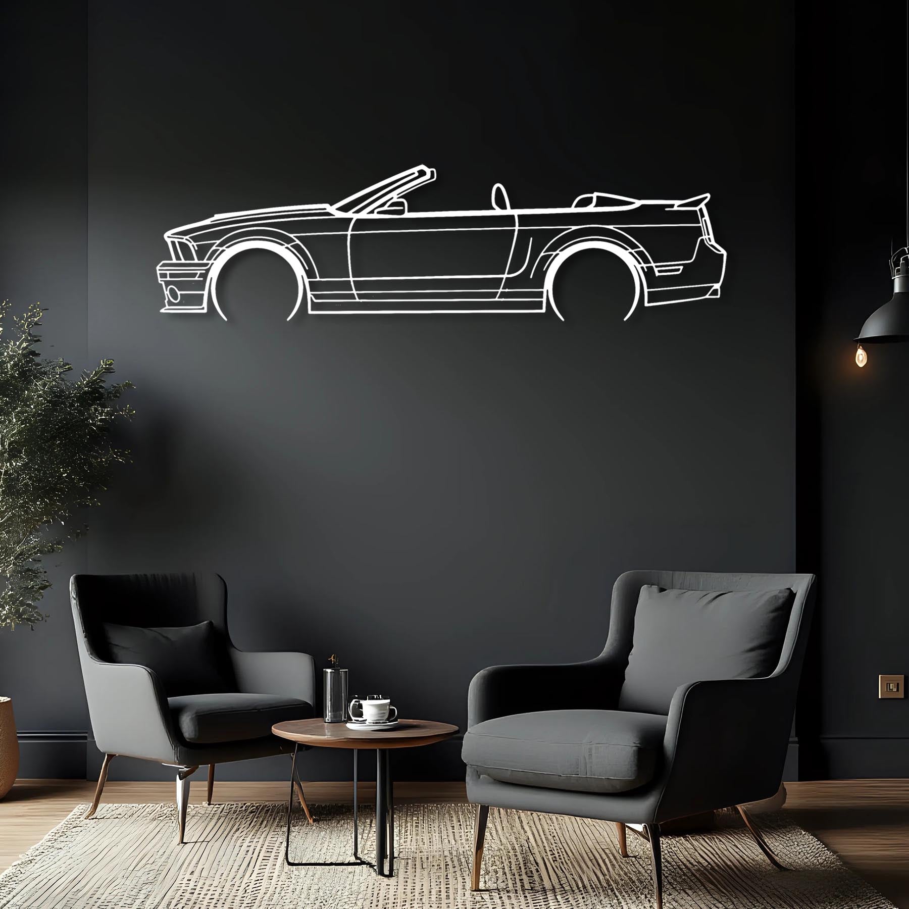 Mustang GT500 2008 Cabrio Detailed Silhouette Metal Wall Art