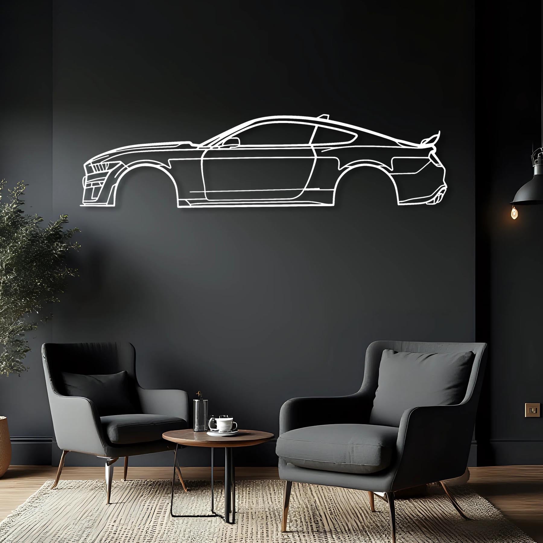 Mustang GT500 Detailed Silhouette Metal Wall Art