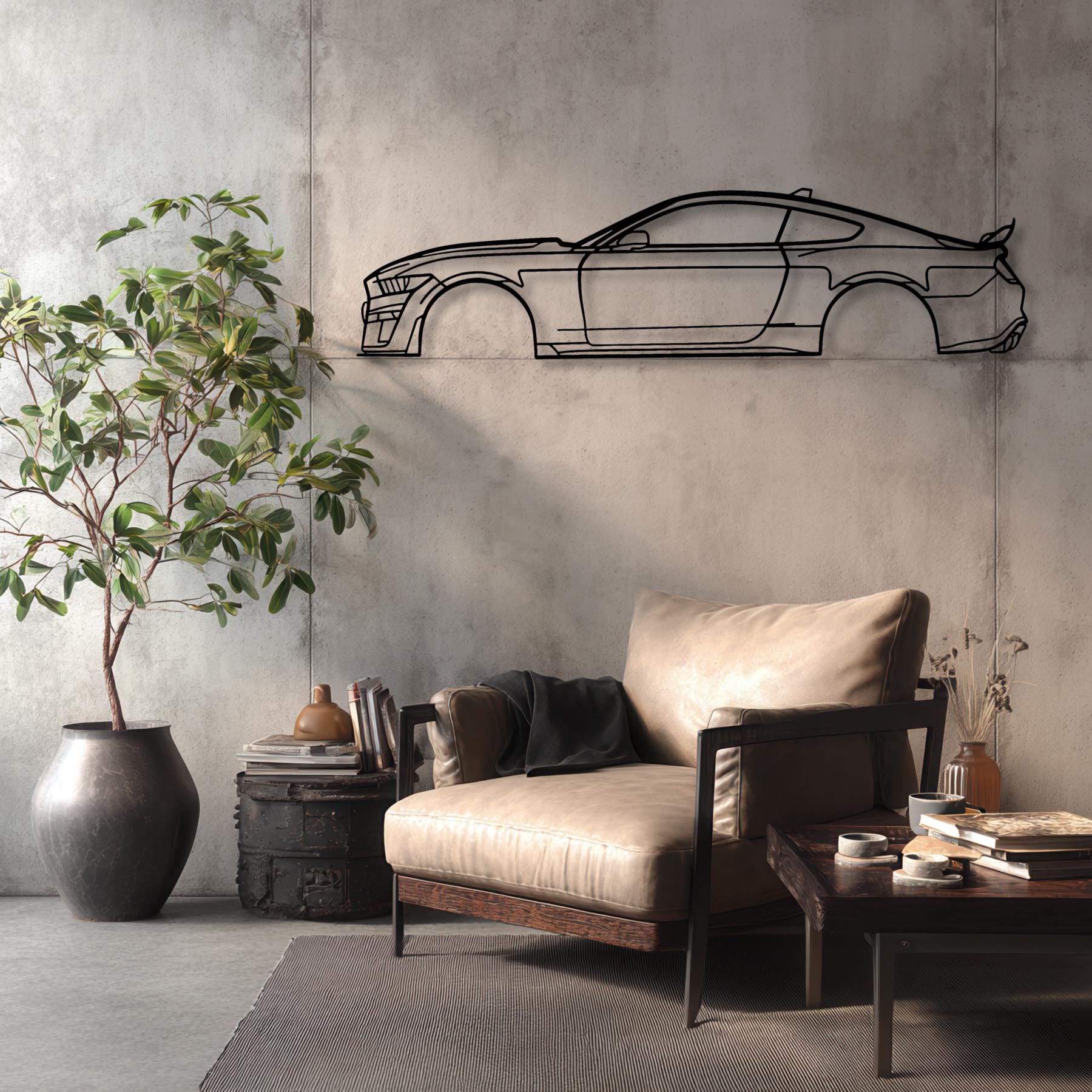 Mustang GT500 Detailed Silhouette Metal Wall Art