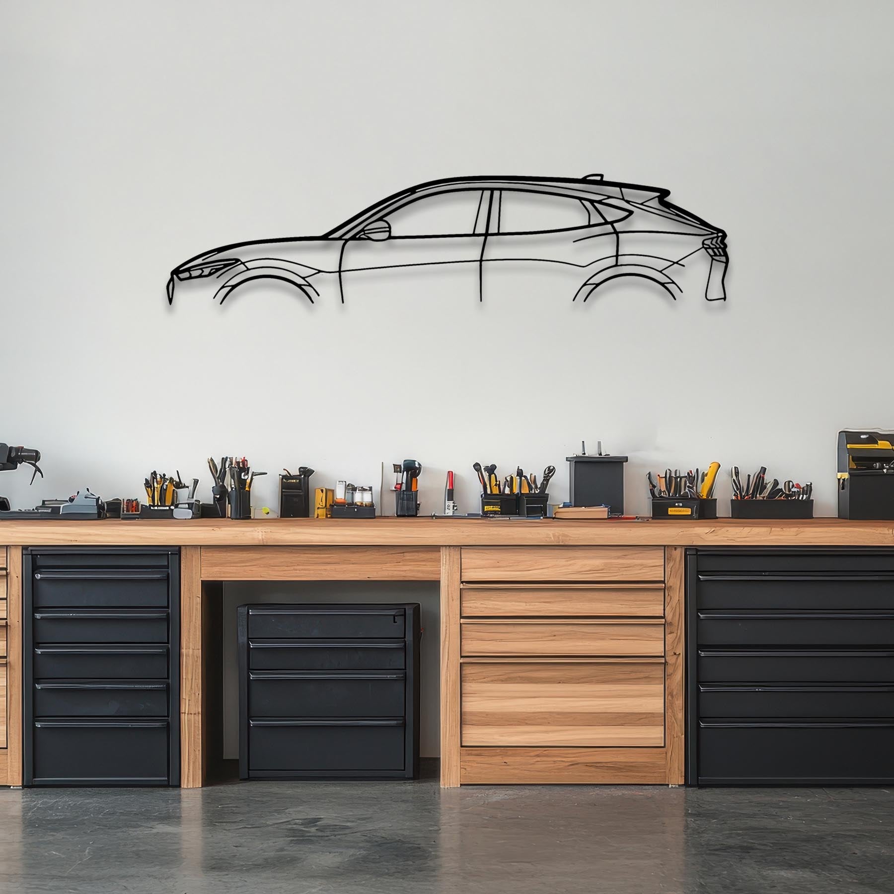 Mustang Mach-E 2021 Classic Silhouette Metal Wall Art