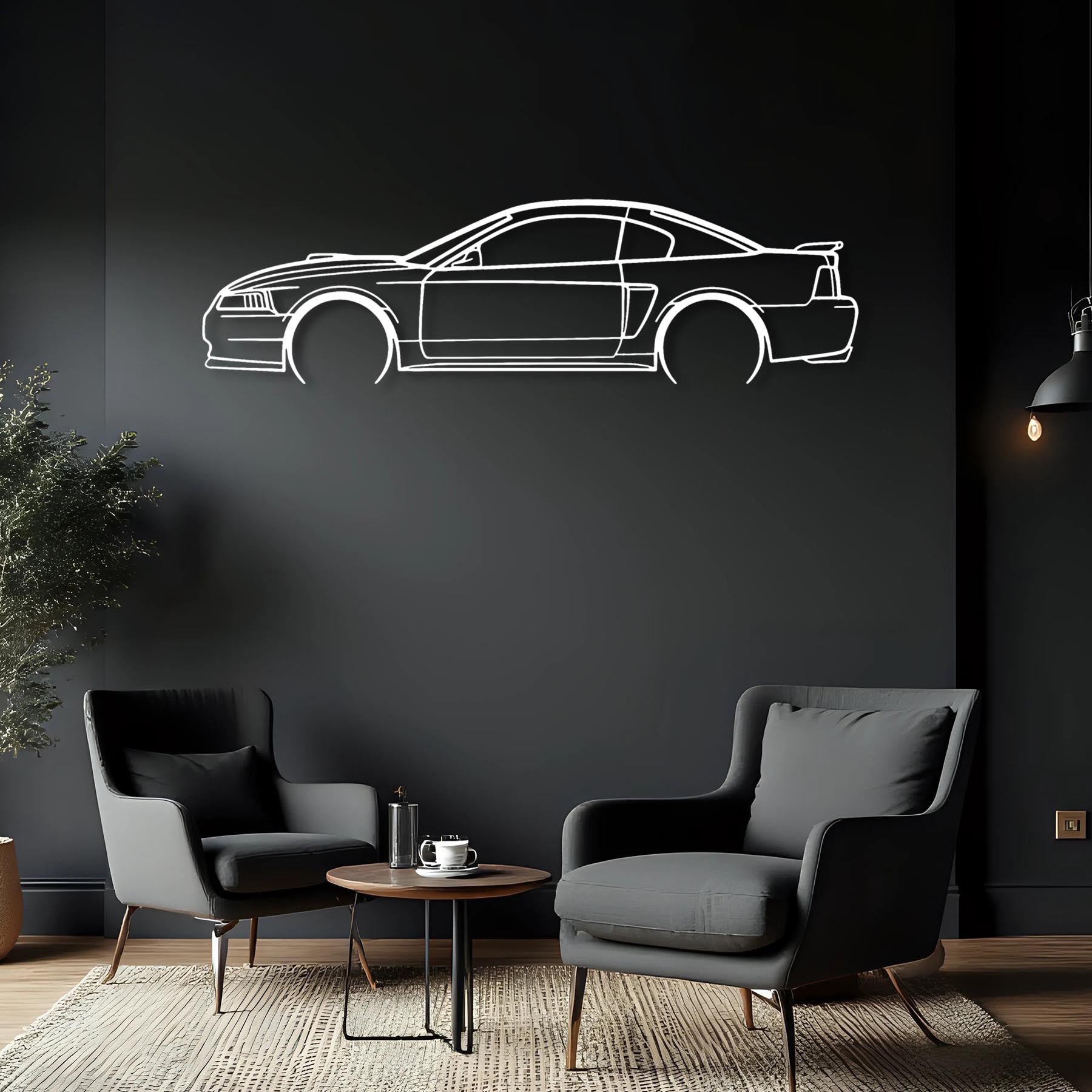 Mustang Mach 1 2003 Detailed Silhouette Metal Wall Art