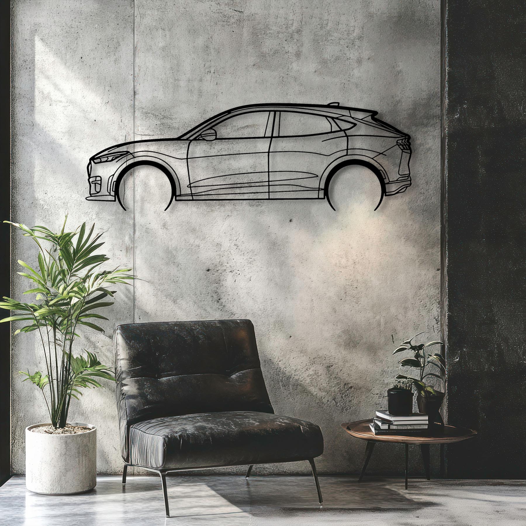 Mustang Mach E GT Detailed Silhouette Metal Wall Art