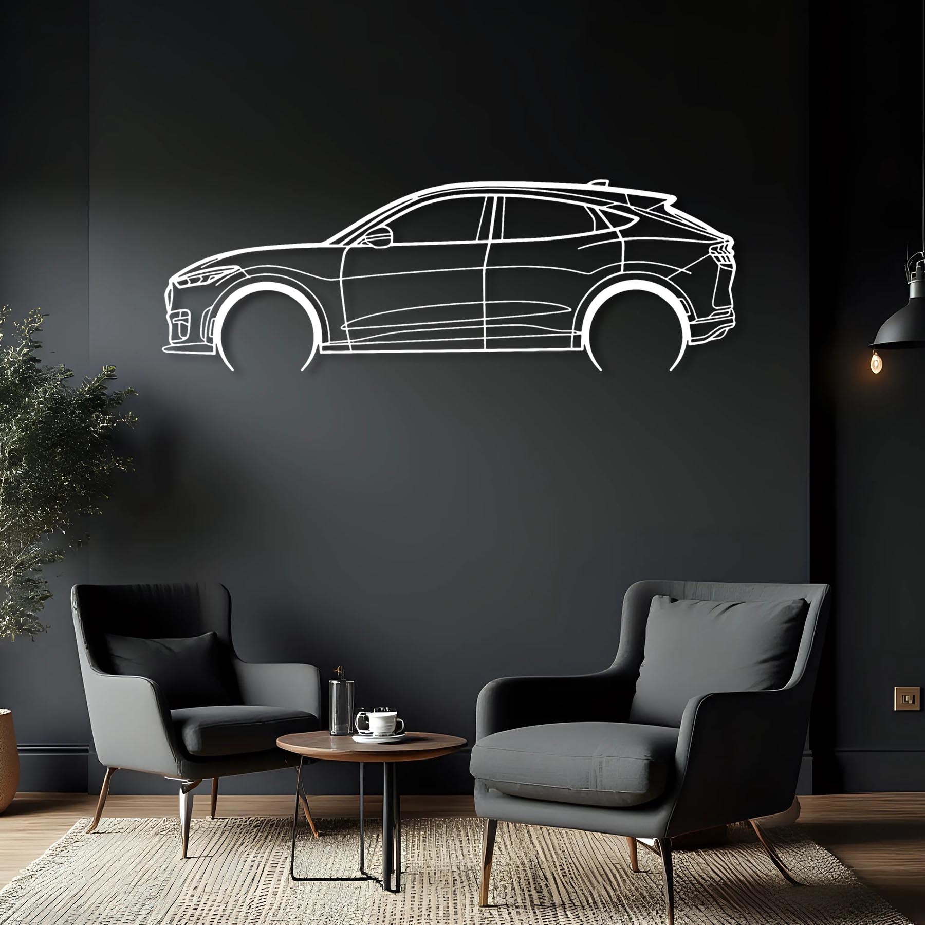 Mustang Mach E GT Detailed Silhouette Metal Wall Art