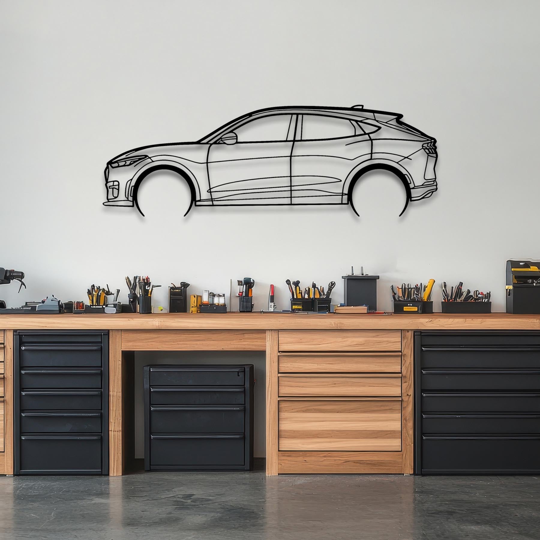 Mustang Mach E GT Detailed Silhouette Metal Wall Art