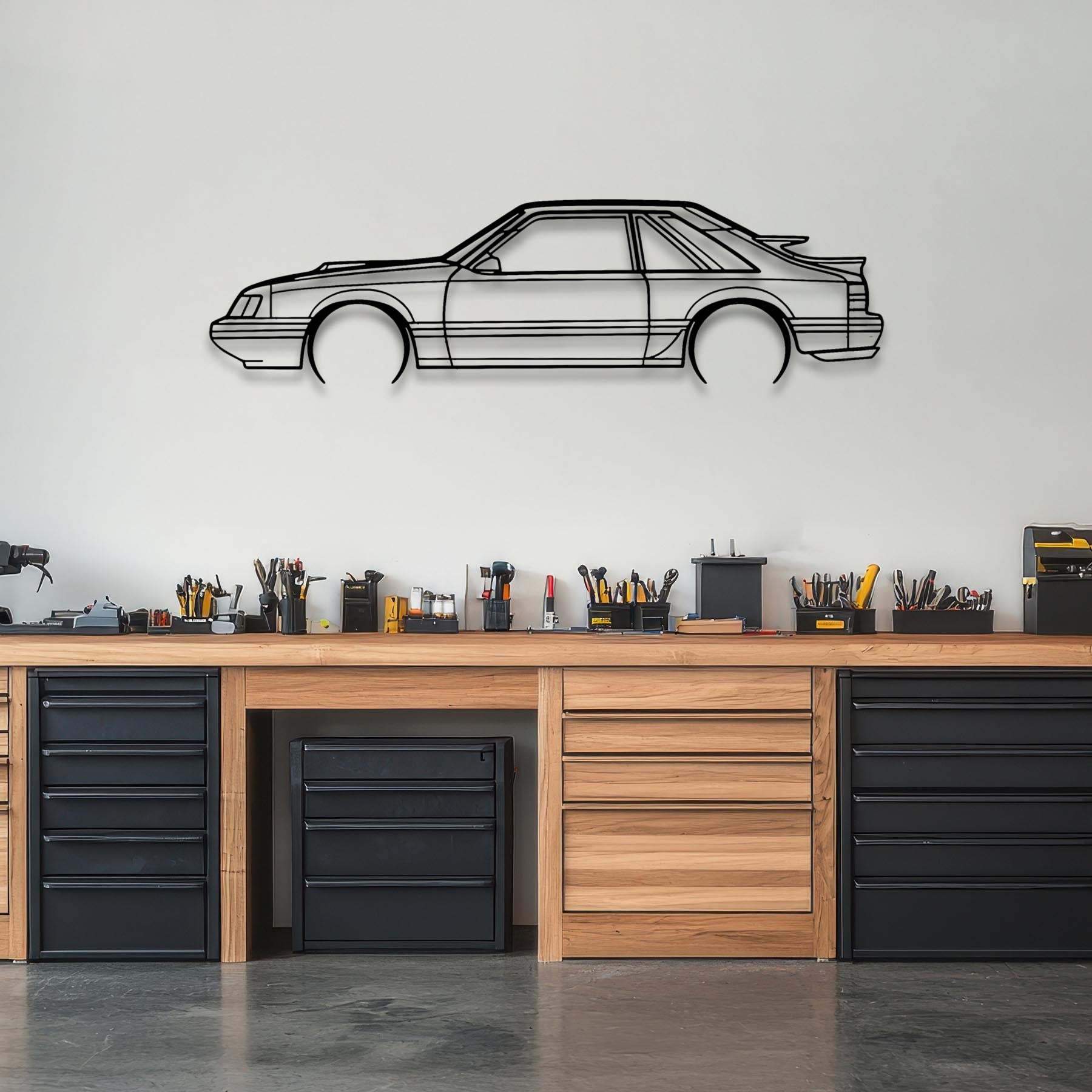 Mustang SVO 1986 Detailed Silhouette Metal Wall Art