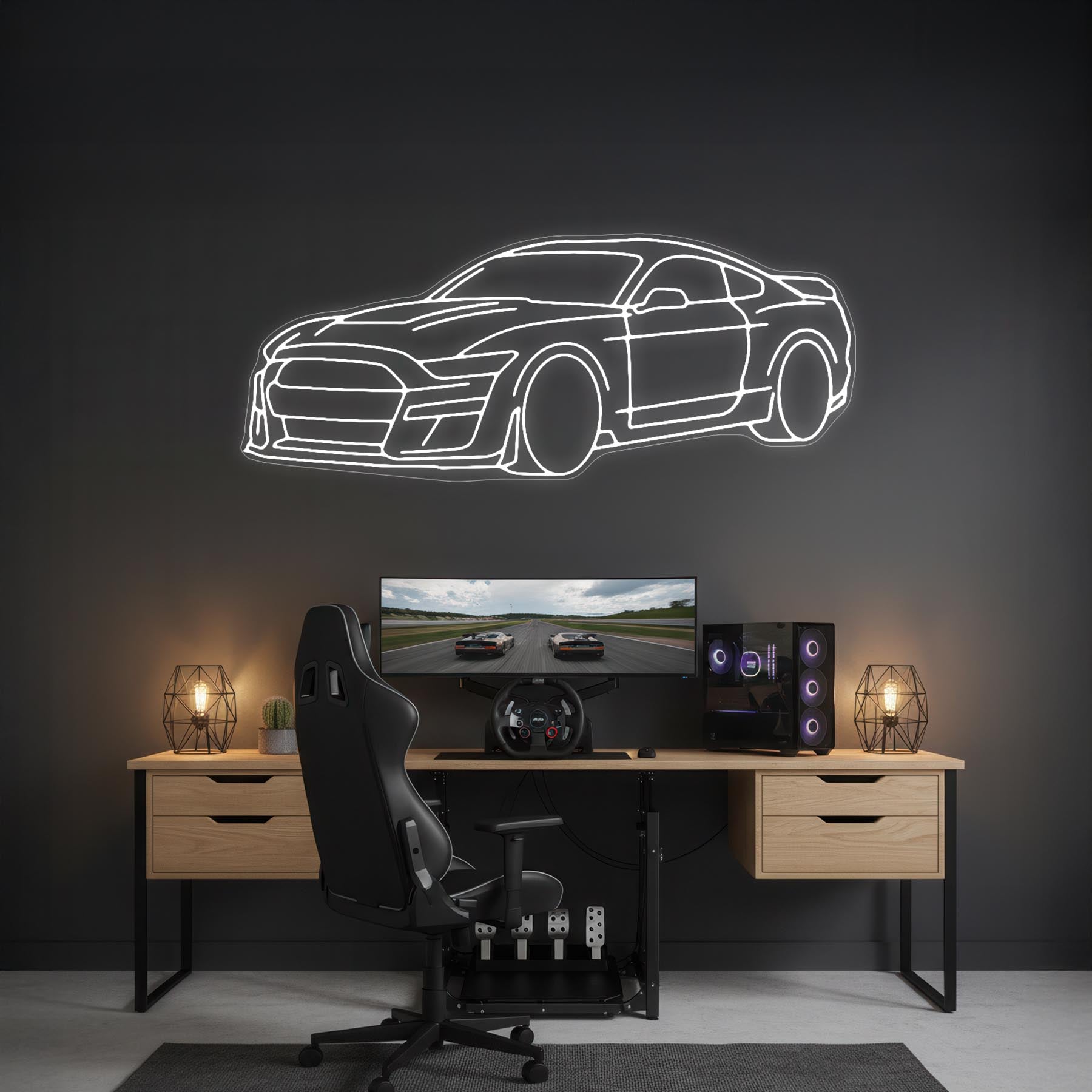 Mustang Shelby GT500 Angle Neon Silhouette