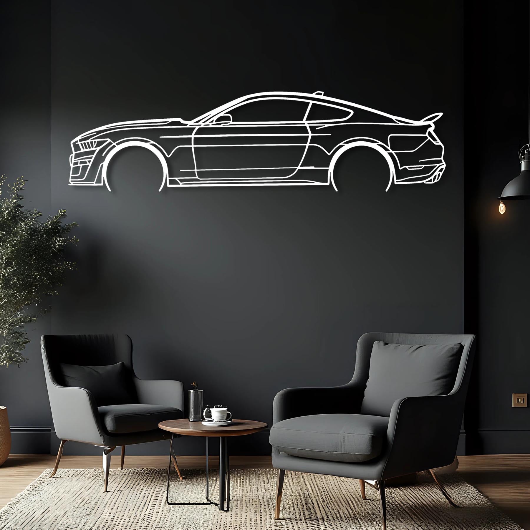Mustang Shelby gt500 2021 Detailed Silhouette Metal Wall Art