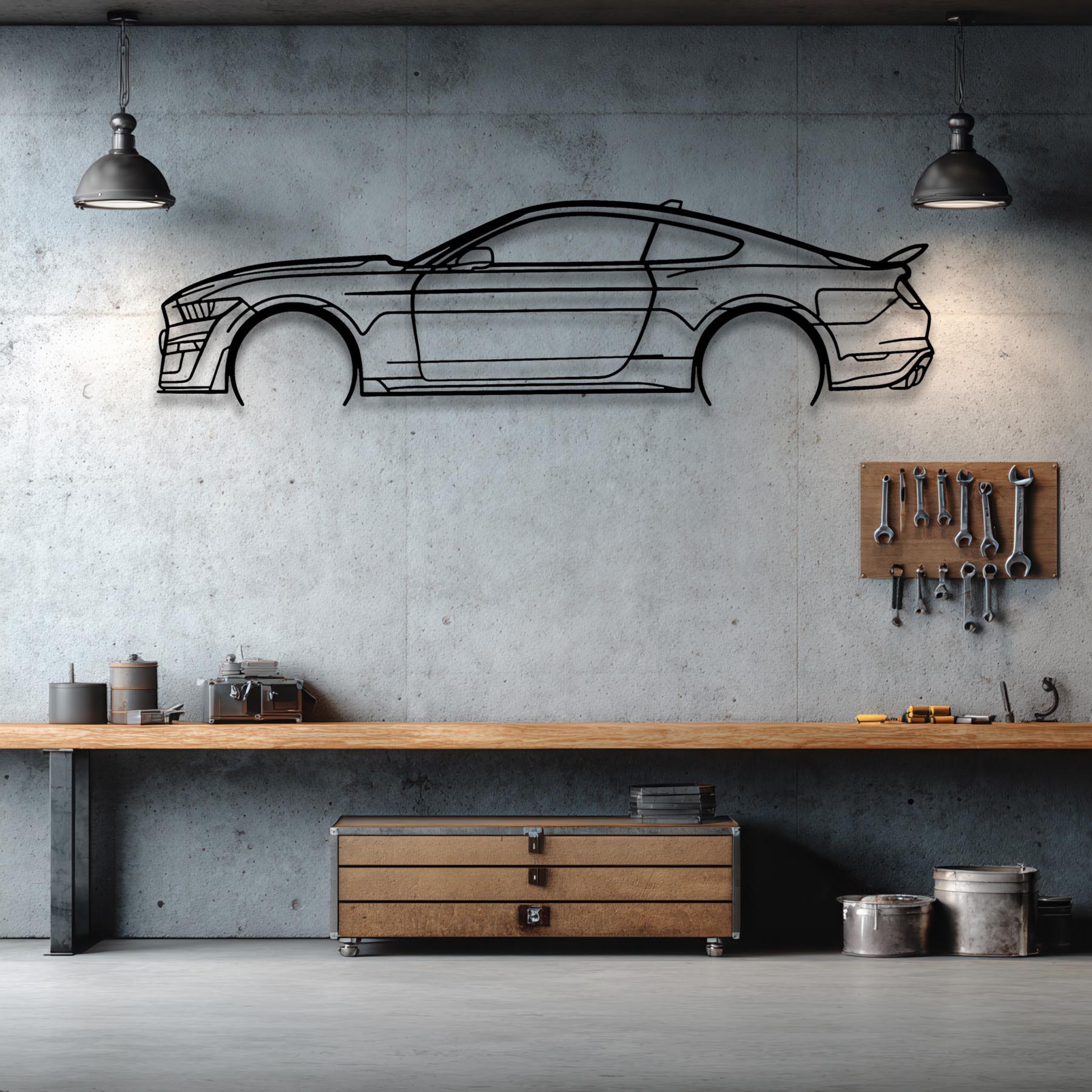 Mustang Shelby gt500 2021 Detailed Silhouette Metal Wall Art