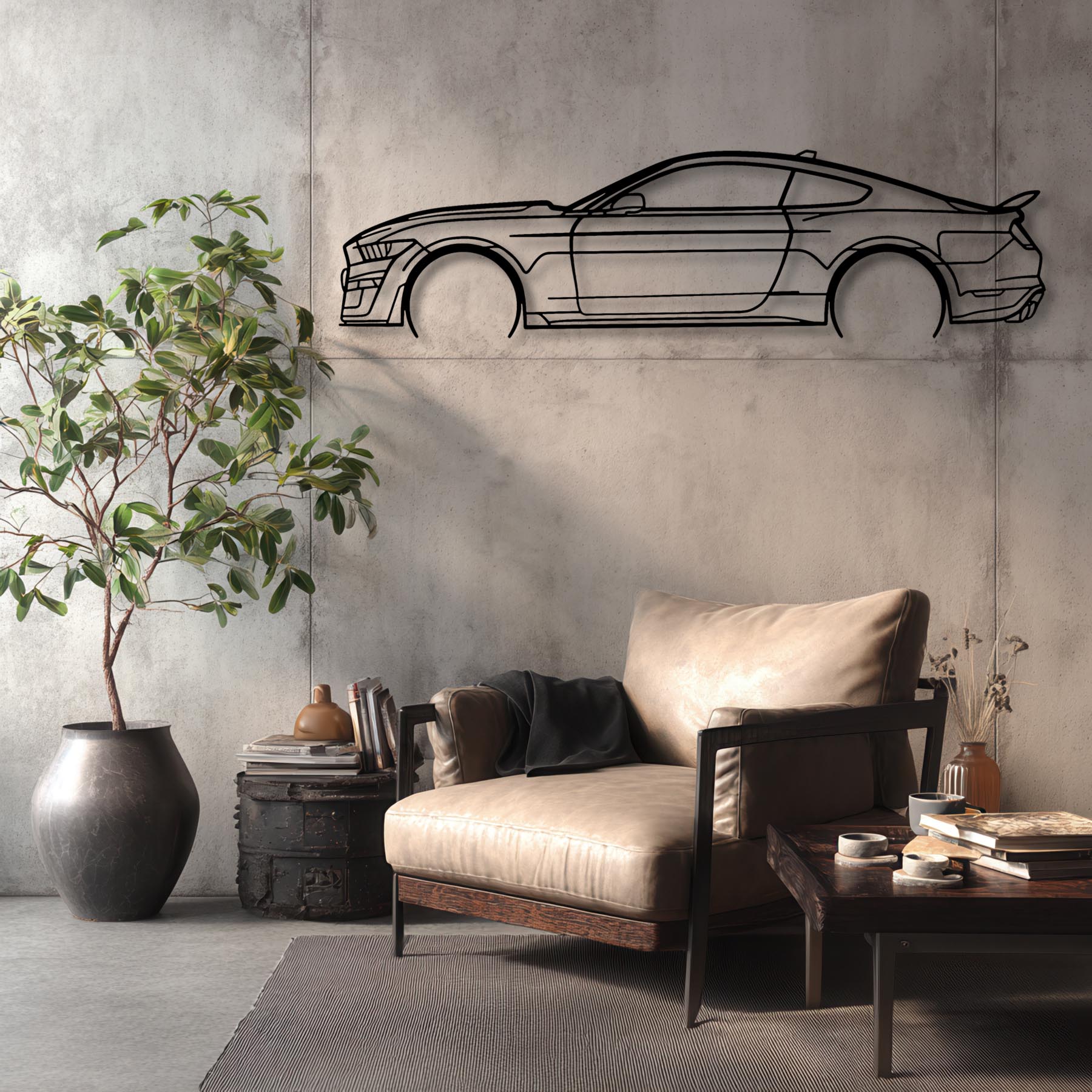 Mustang Shelby gt500 2021 Detailed Silhouette Metal Wall Art