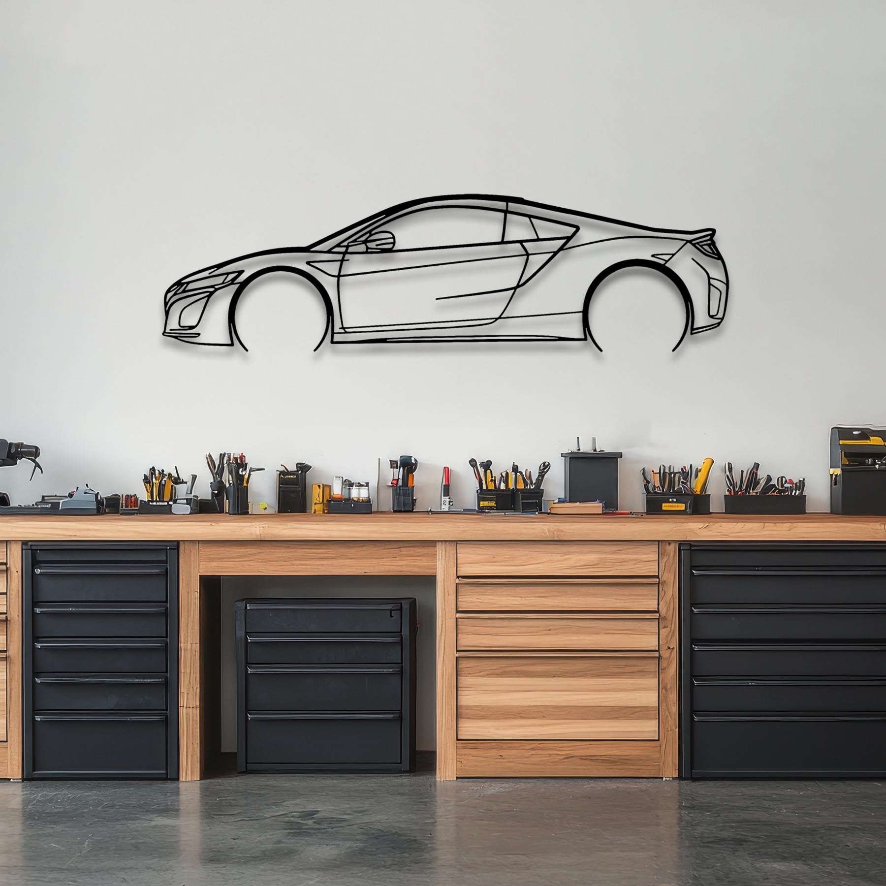 NSX Detailed Silhouette Metal Wall Art