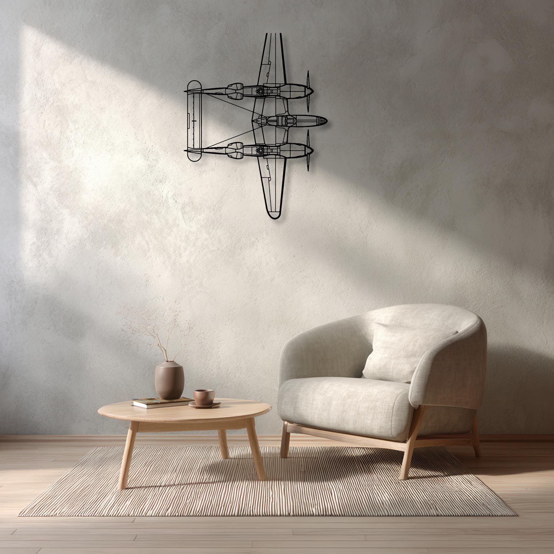 P-38 Lightning Top Metal Aircraft Wall Art - NCP0236