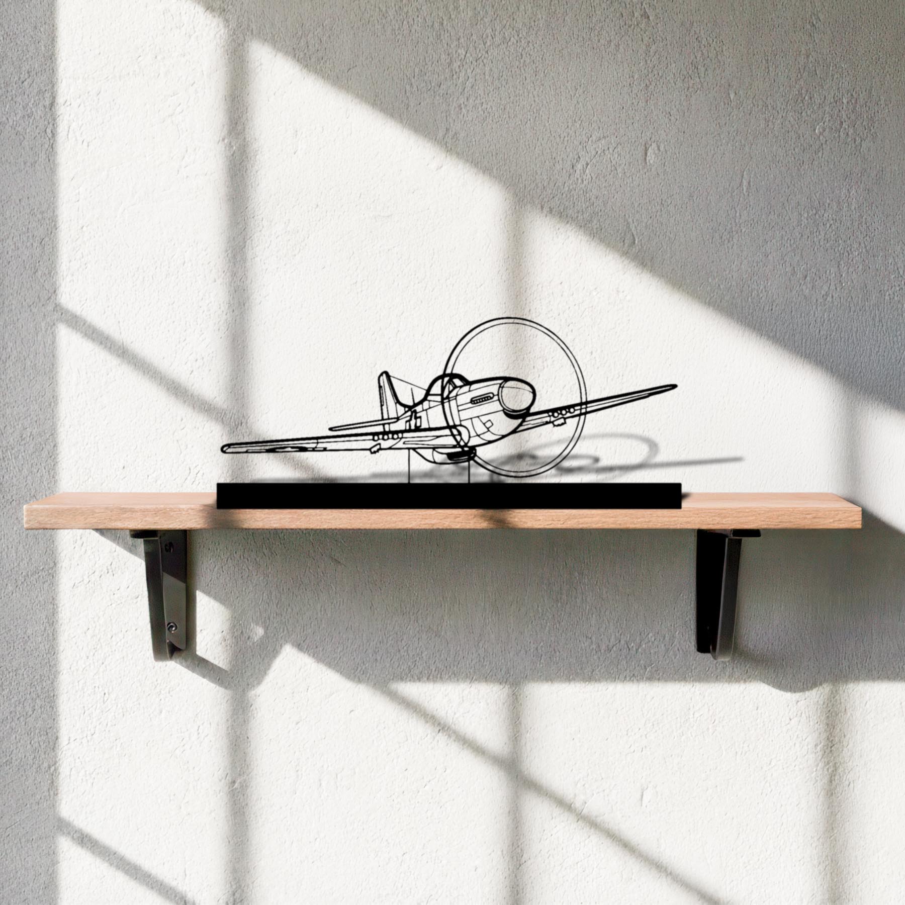 P-51 Mustang Front Angle Silhouette Metal Art Stand