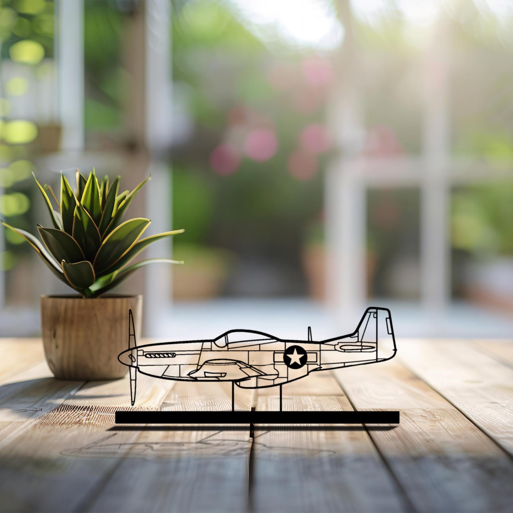 P-51 Mustang Silhouette Metal Art Stand