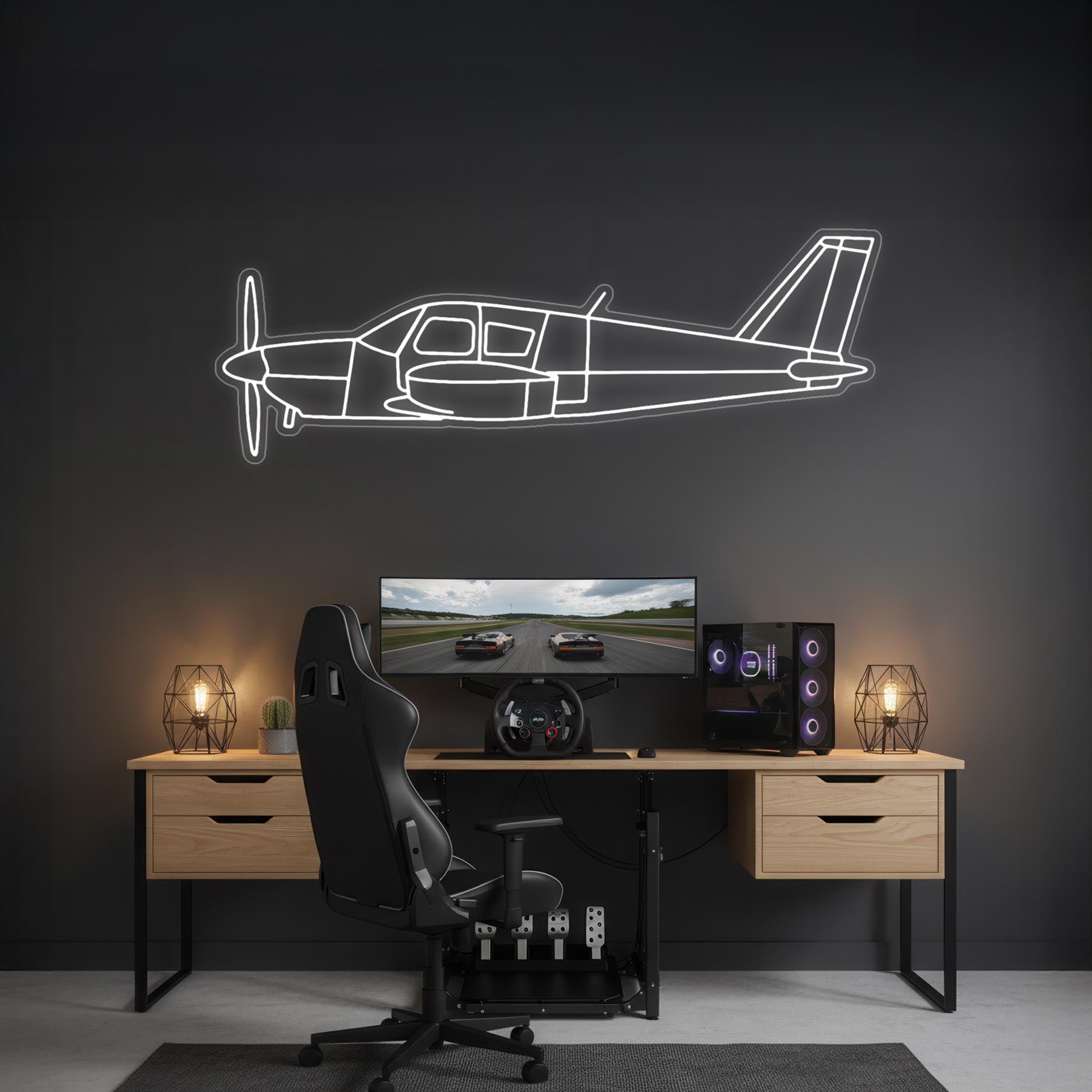 PA-28 Cherokee Neon Silhouette