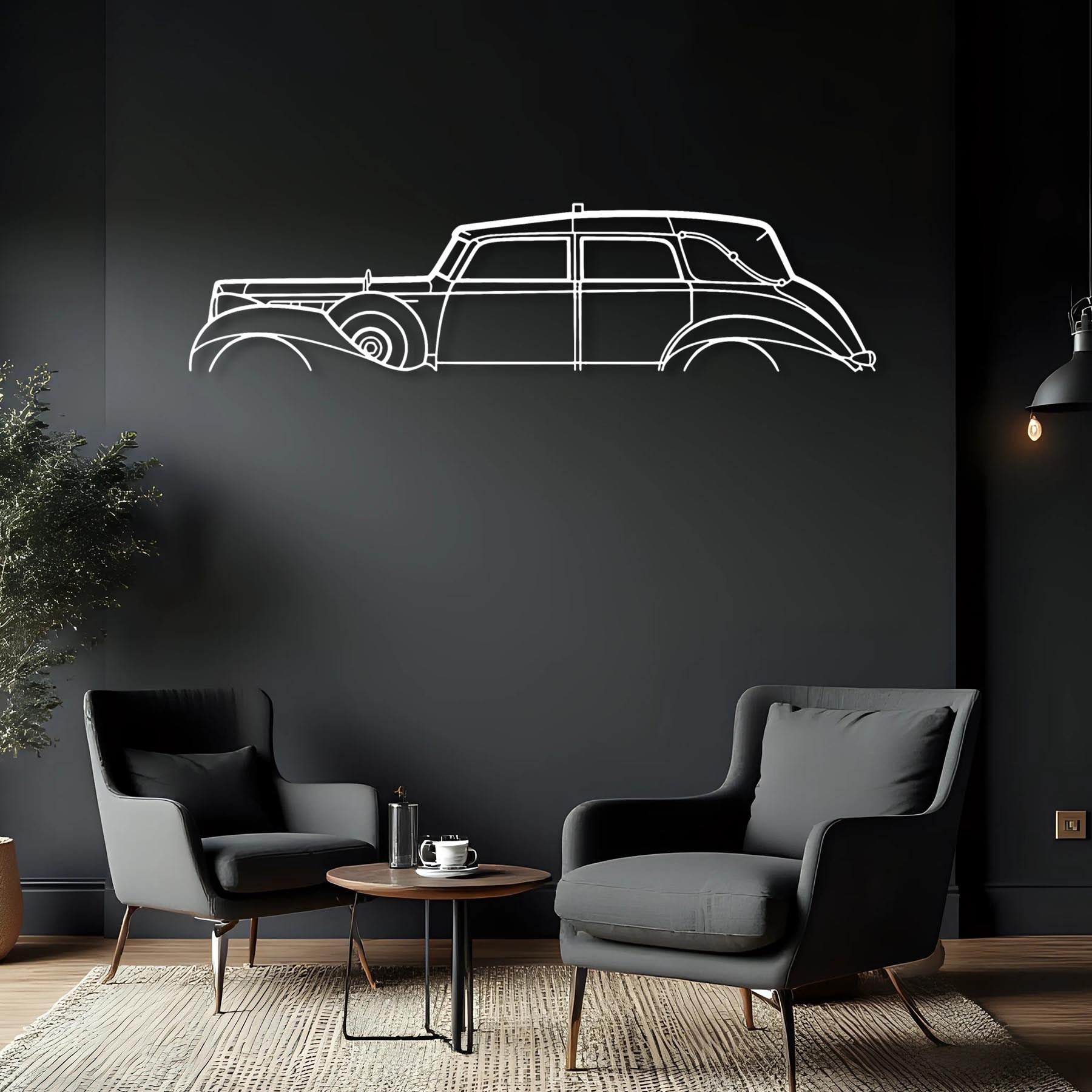 Packard Twelve 1938 Classic Silhouette Metal Wall Art