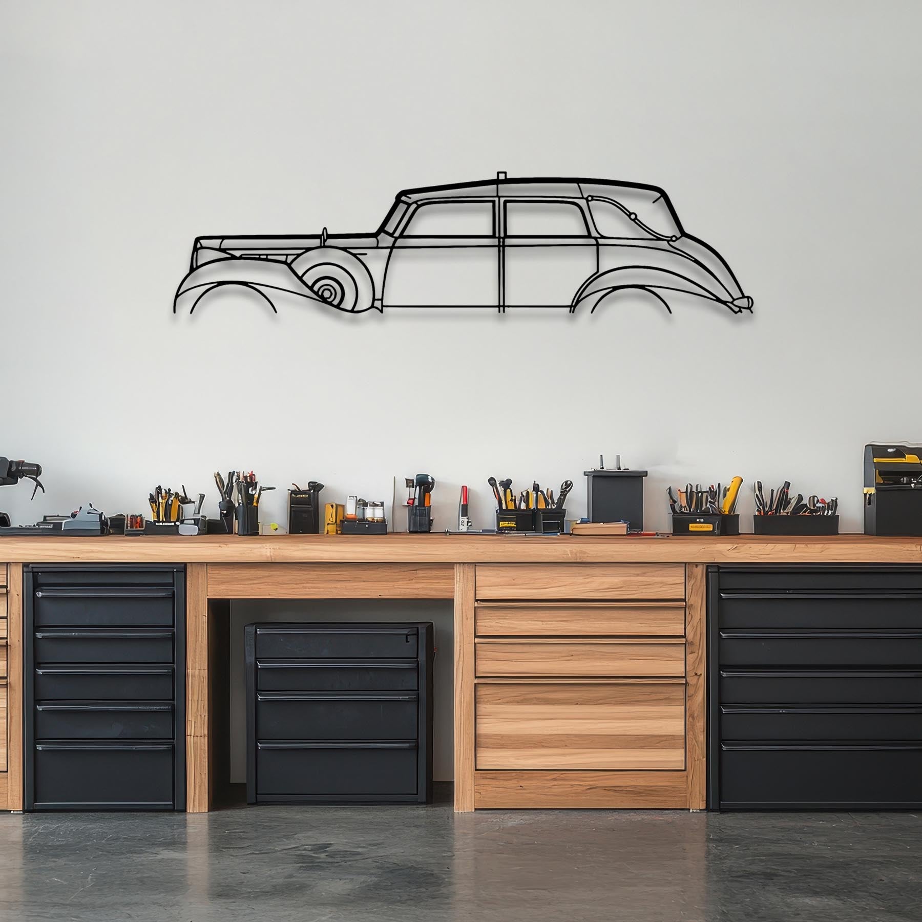 Packard Twelve 1938 Classic Silhouette Metal Wall Art