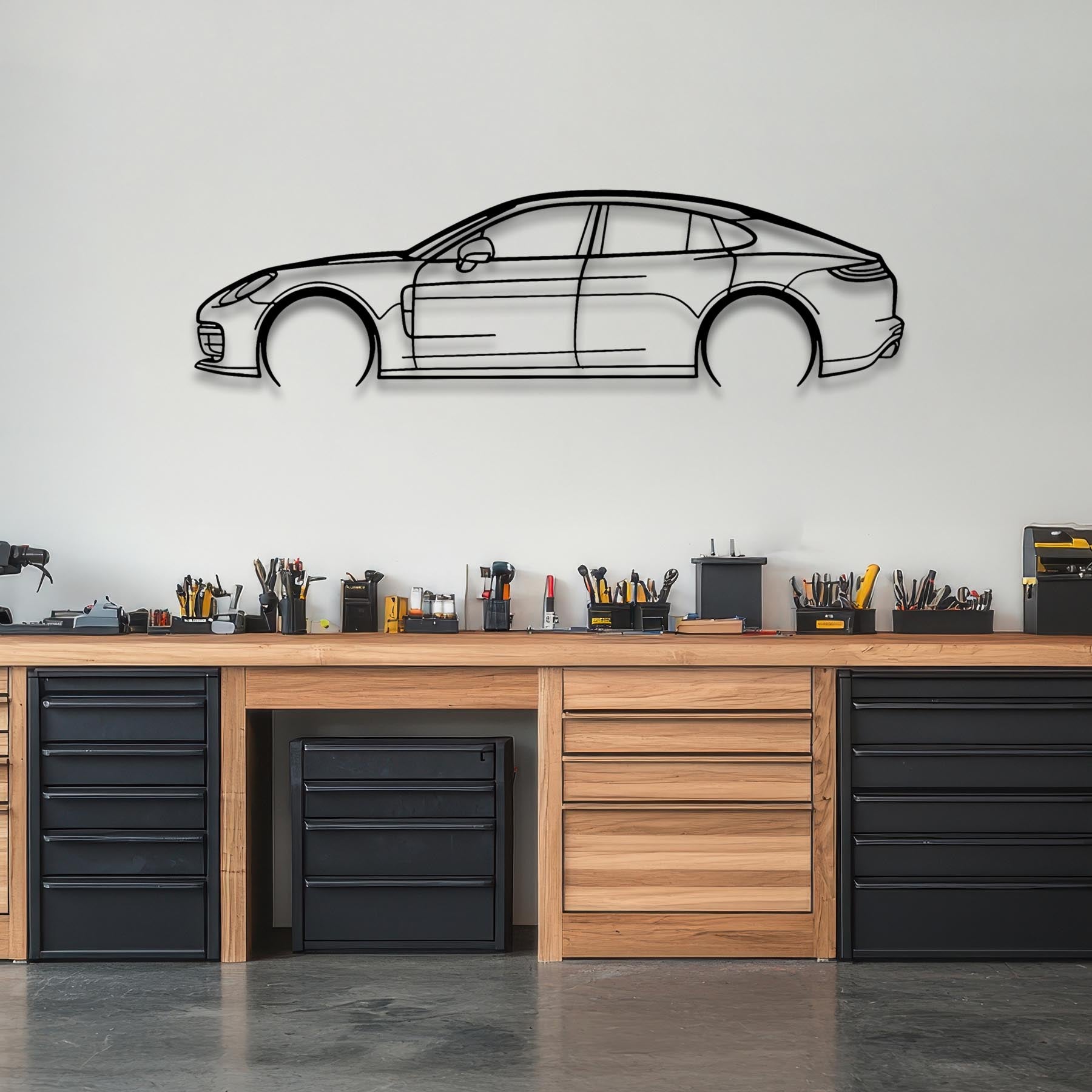 Panamera GTS 2023 Detailed Silhouette Metal Wall Art