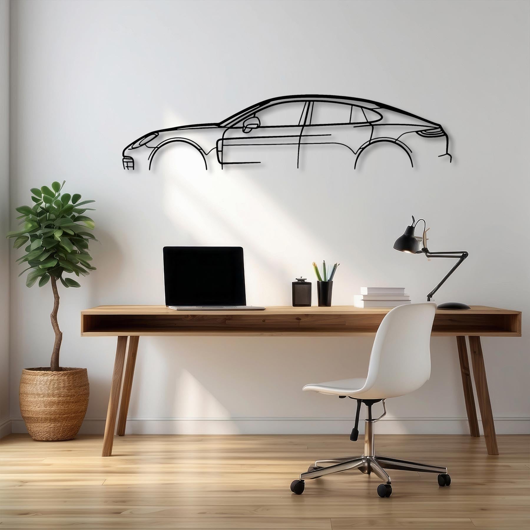 Panamera Gen 2 Classic Silhouette Metal Wall Art