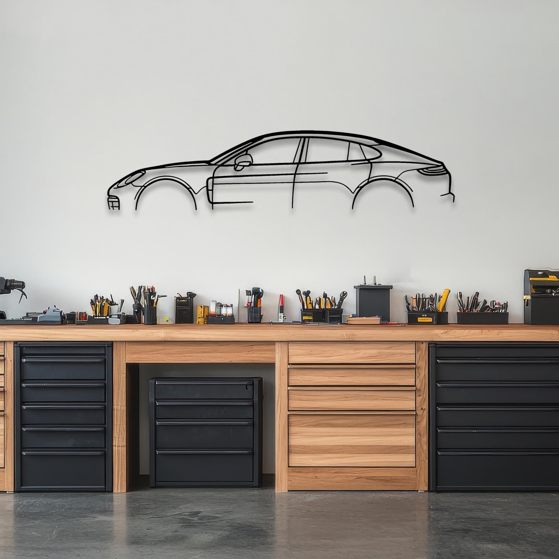 Panamera Gen 2 Classic Silhouette Metal Wall Art