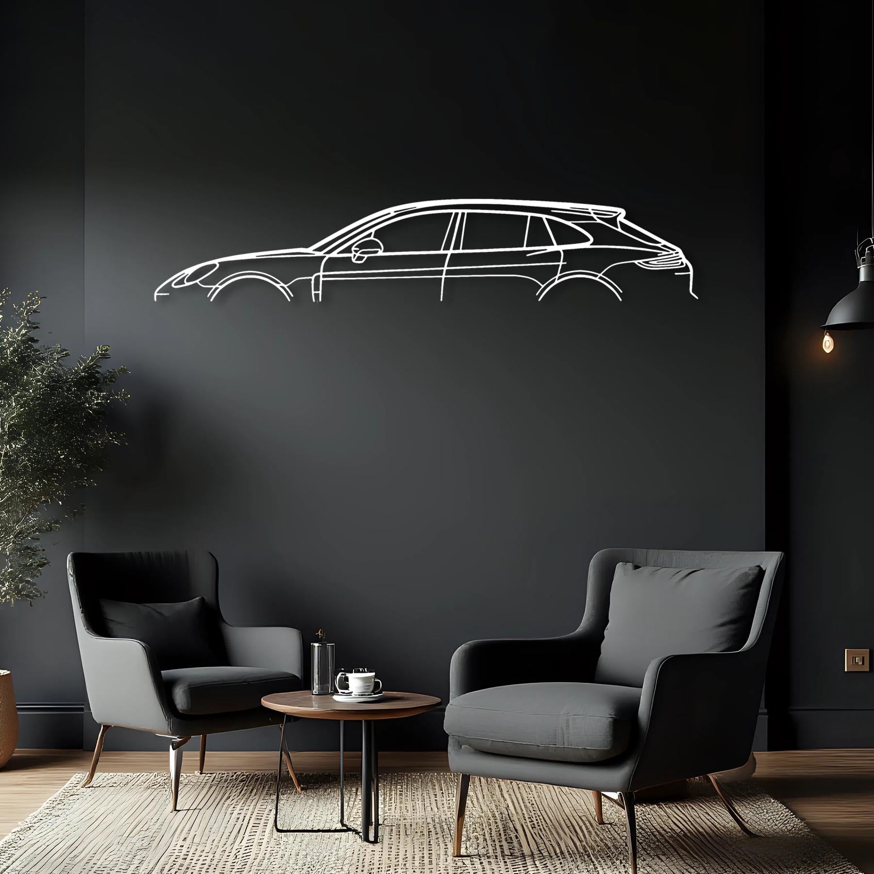 Panamera Turismo 2022 Classic Silhouette Metal Wall Art