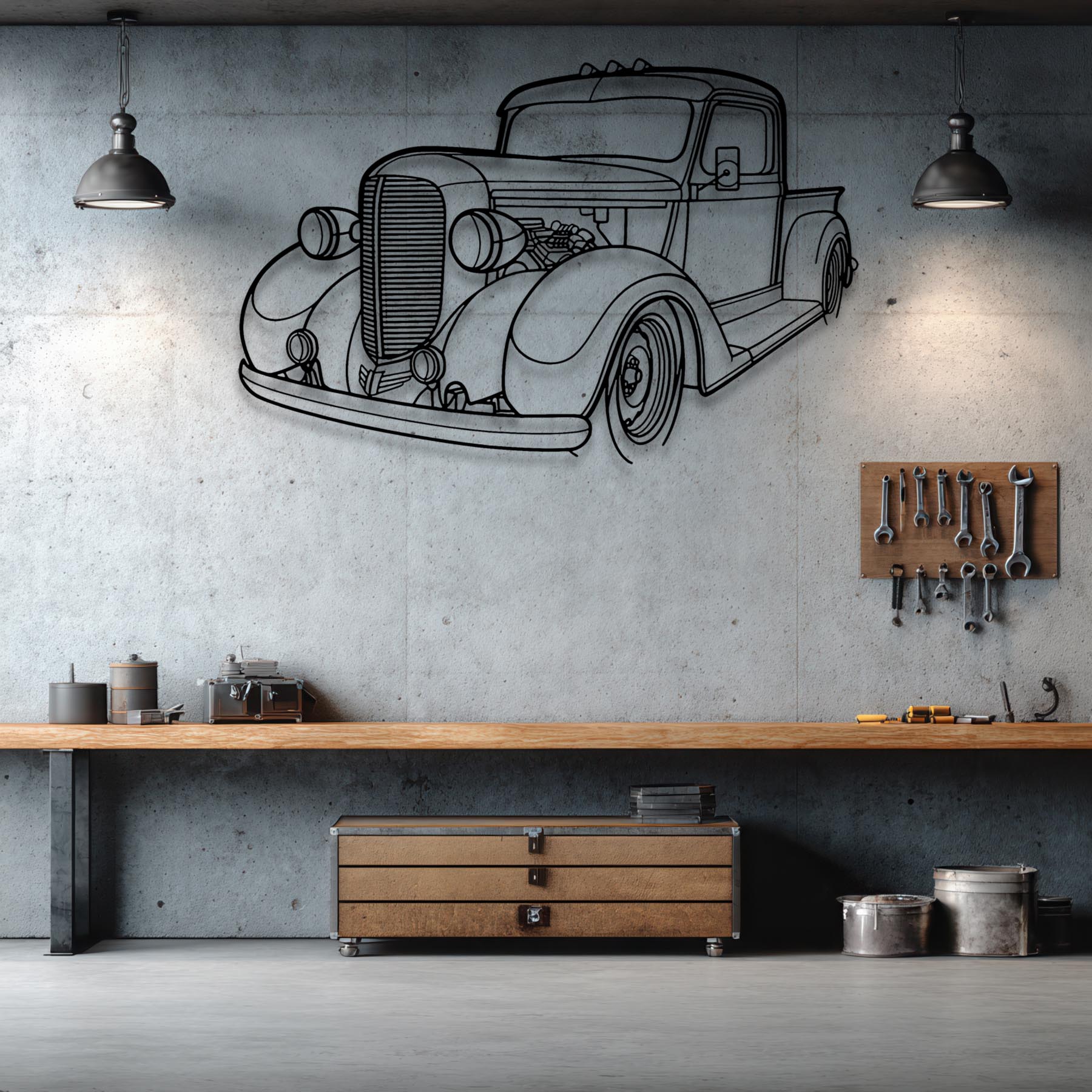 Pickup 1938 Angle Silhouette Metal Wall Art