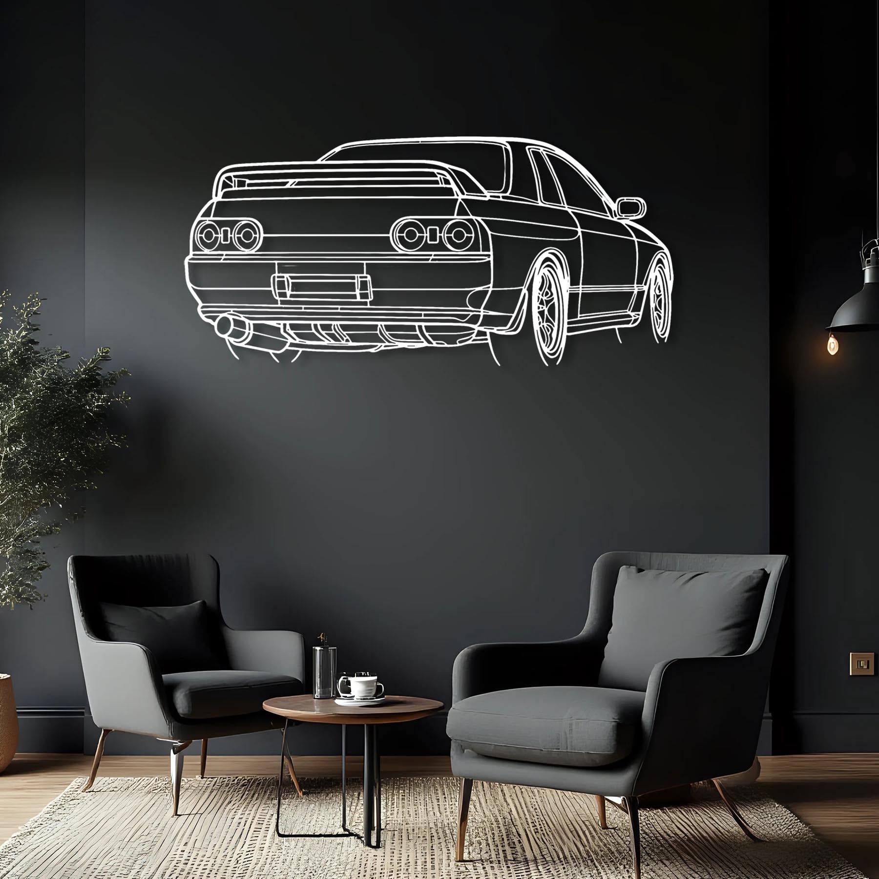 R32 GTR Nismo Angle Silhouette Metal Wall Art