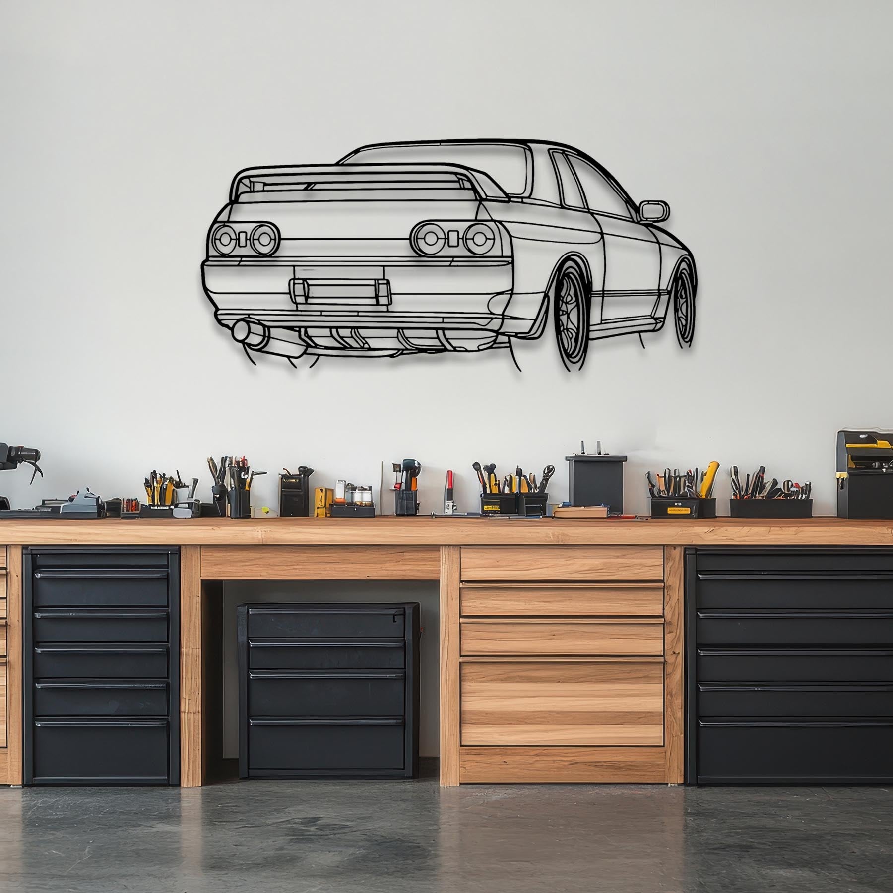 R32 GTR Nismo Angle Silhouette Metal Wall Art
