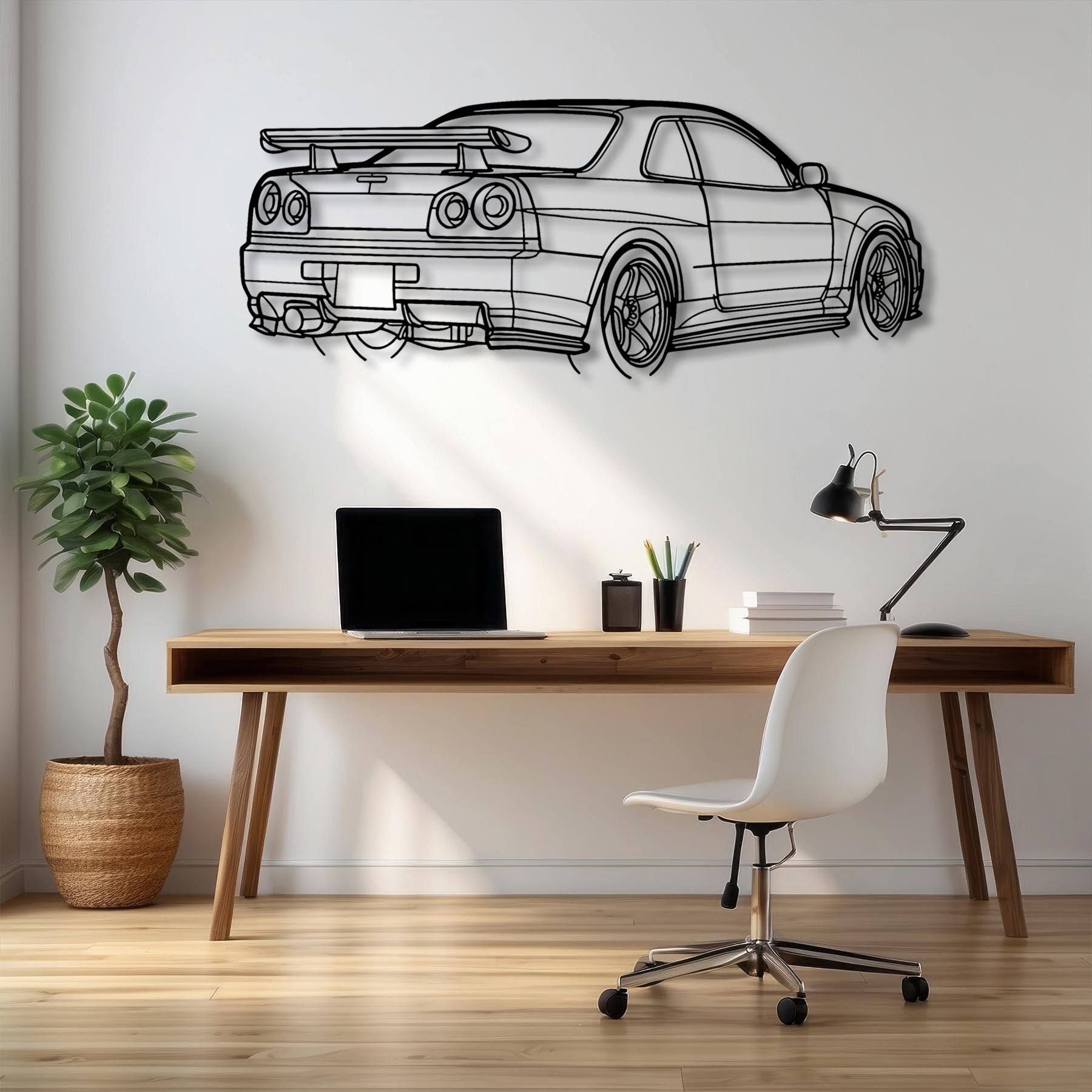 R34 GTR Nismo Angle Silhouette Metal Wall Art