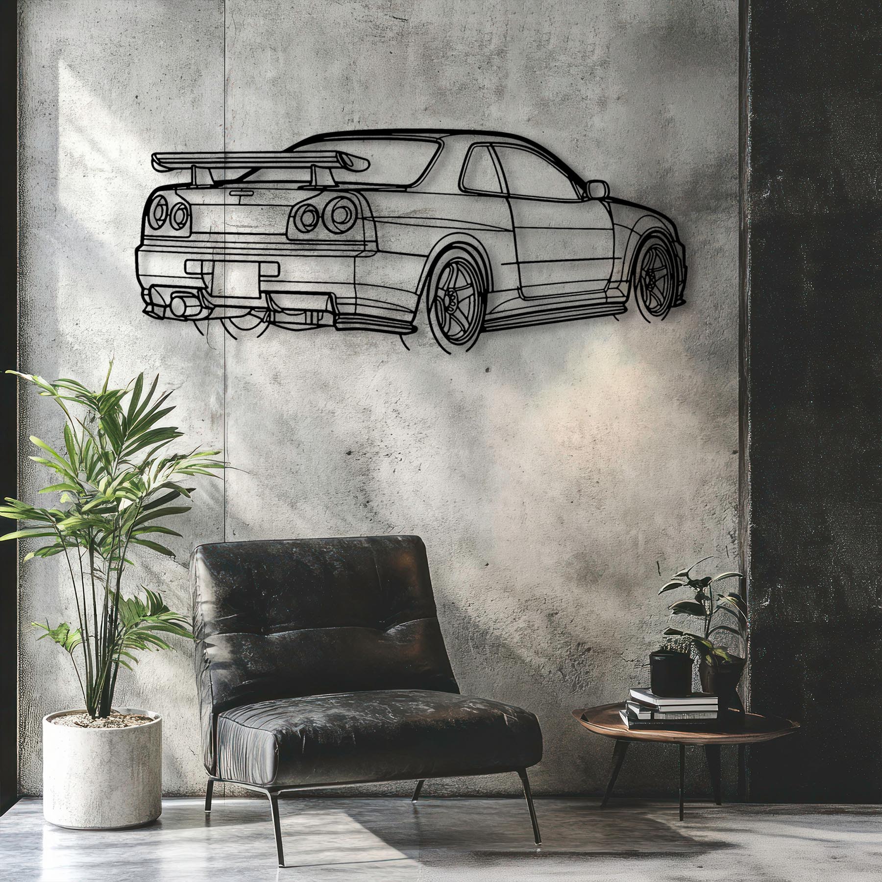 R34 GTR Nismo Angle Silhouette Metal Wall Art