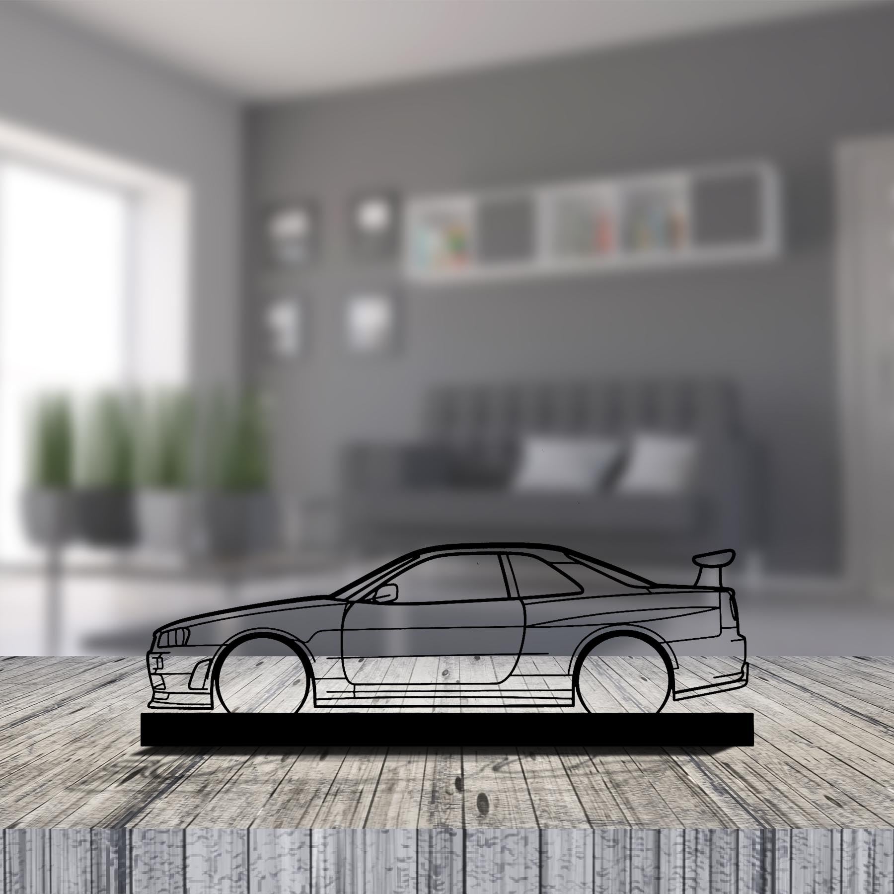 R34 GTR Silhouette Metal Art Stand