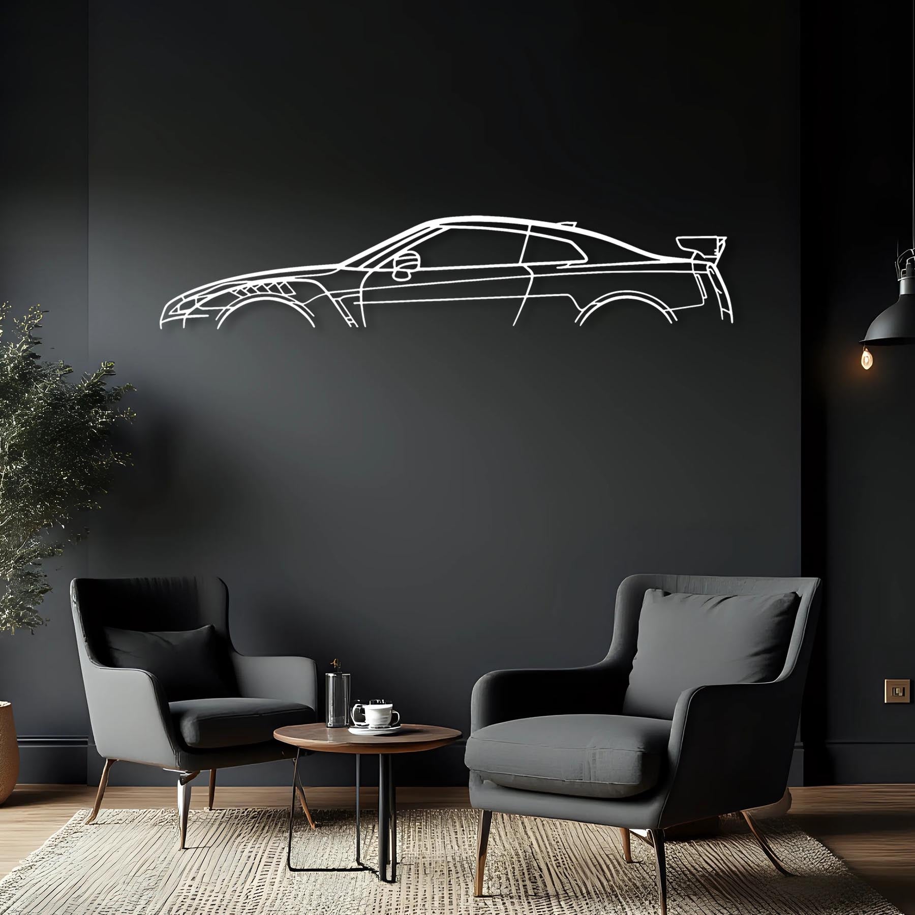 R35 GTR Nismo 2022 Classic Silhouette Metal Wall Art