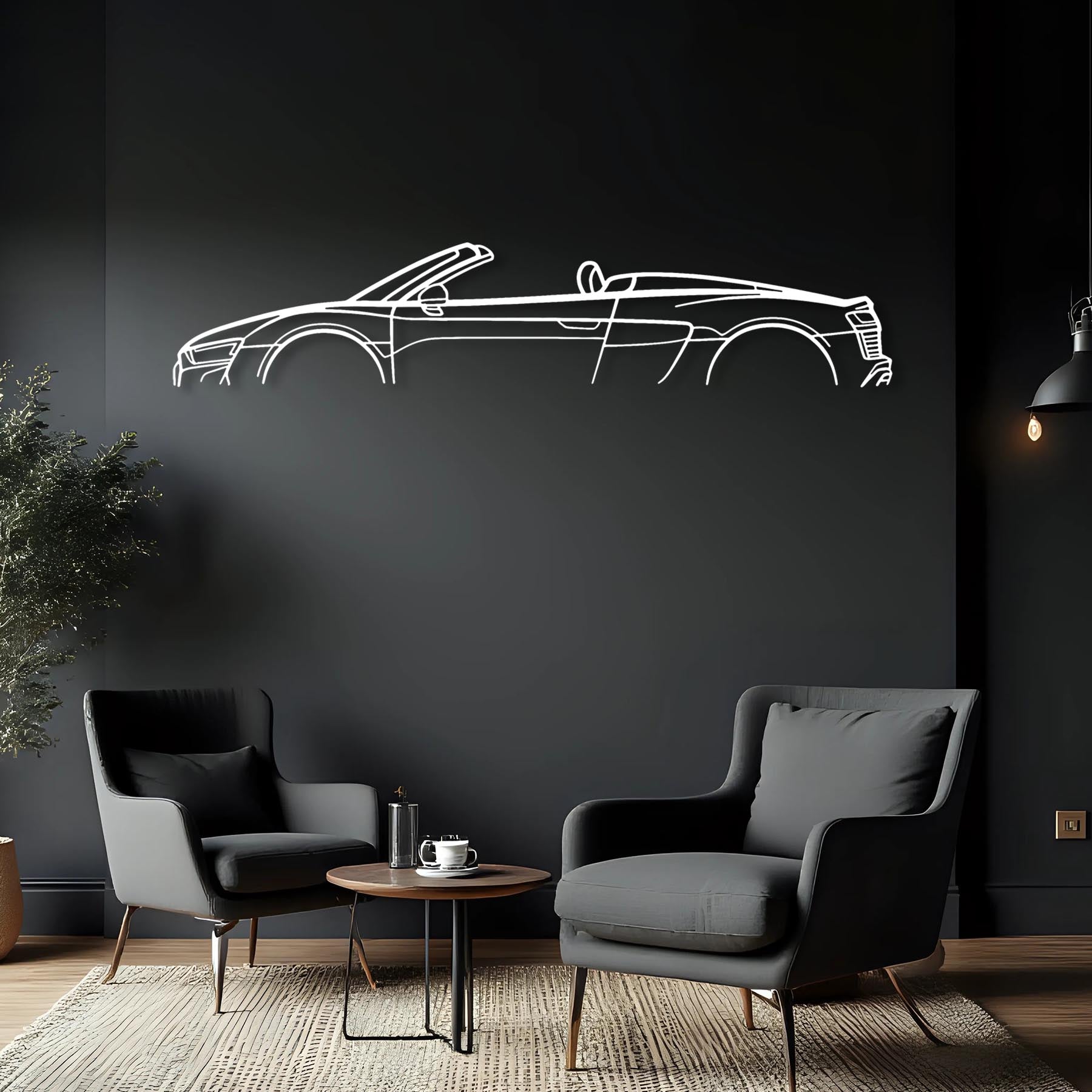 R8 Spyder Mk2 Classic Metal Silhouette Wall Art