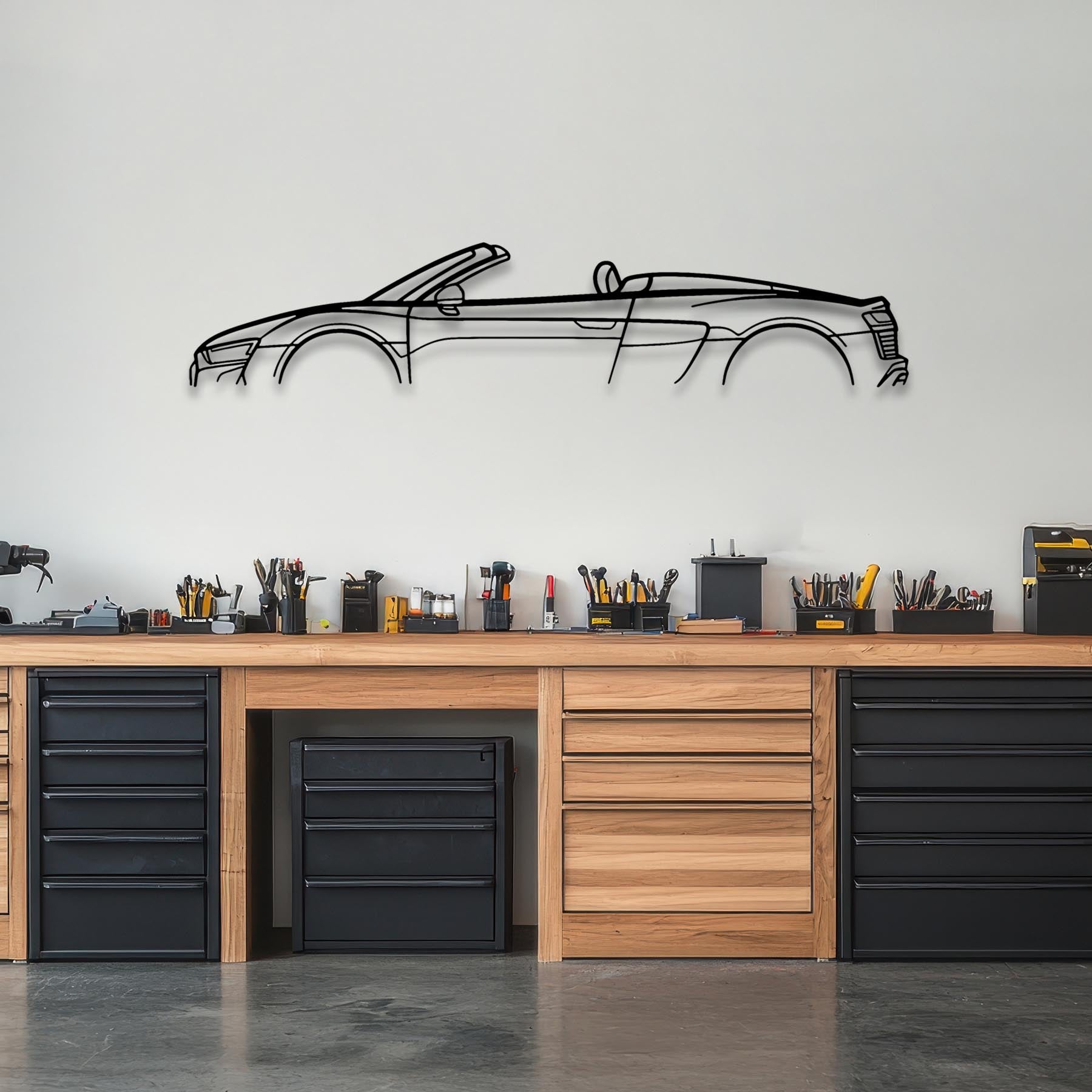 R8 Spyder Mk2 Classic Metal Silhouette Wall Art