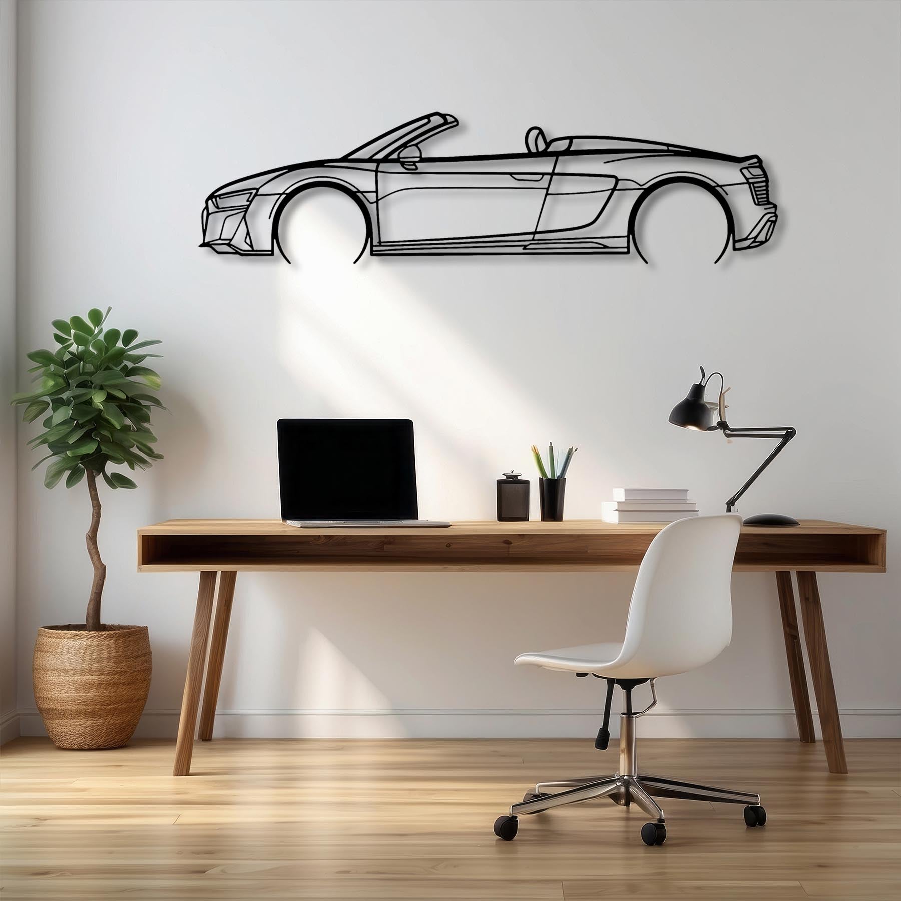 R8 V10 Spider 2022 Detailed Silhouette Metal Wall Art