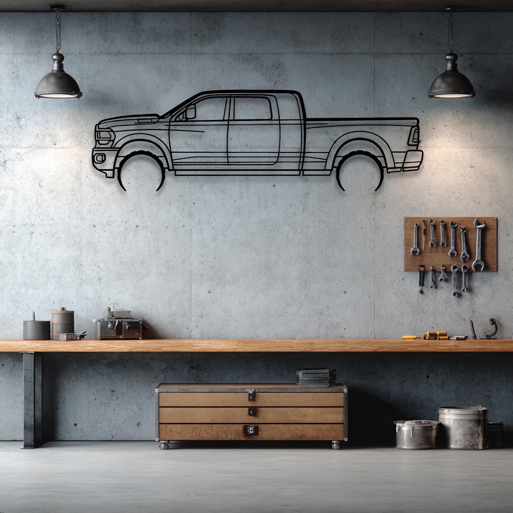 RAM 2500 Mega Detailed Silhouette Metal Wall Art