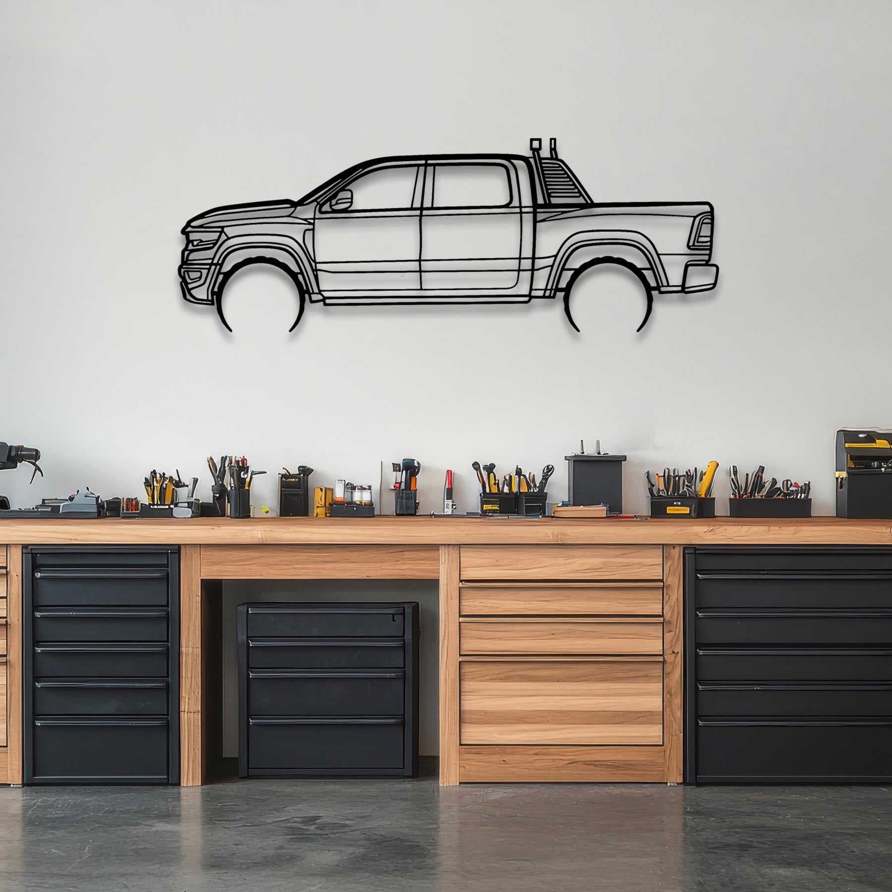 RAM TRX 2022 Detailed Silhouette Metal Wall Art