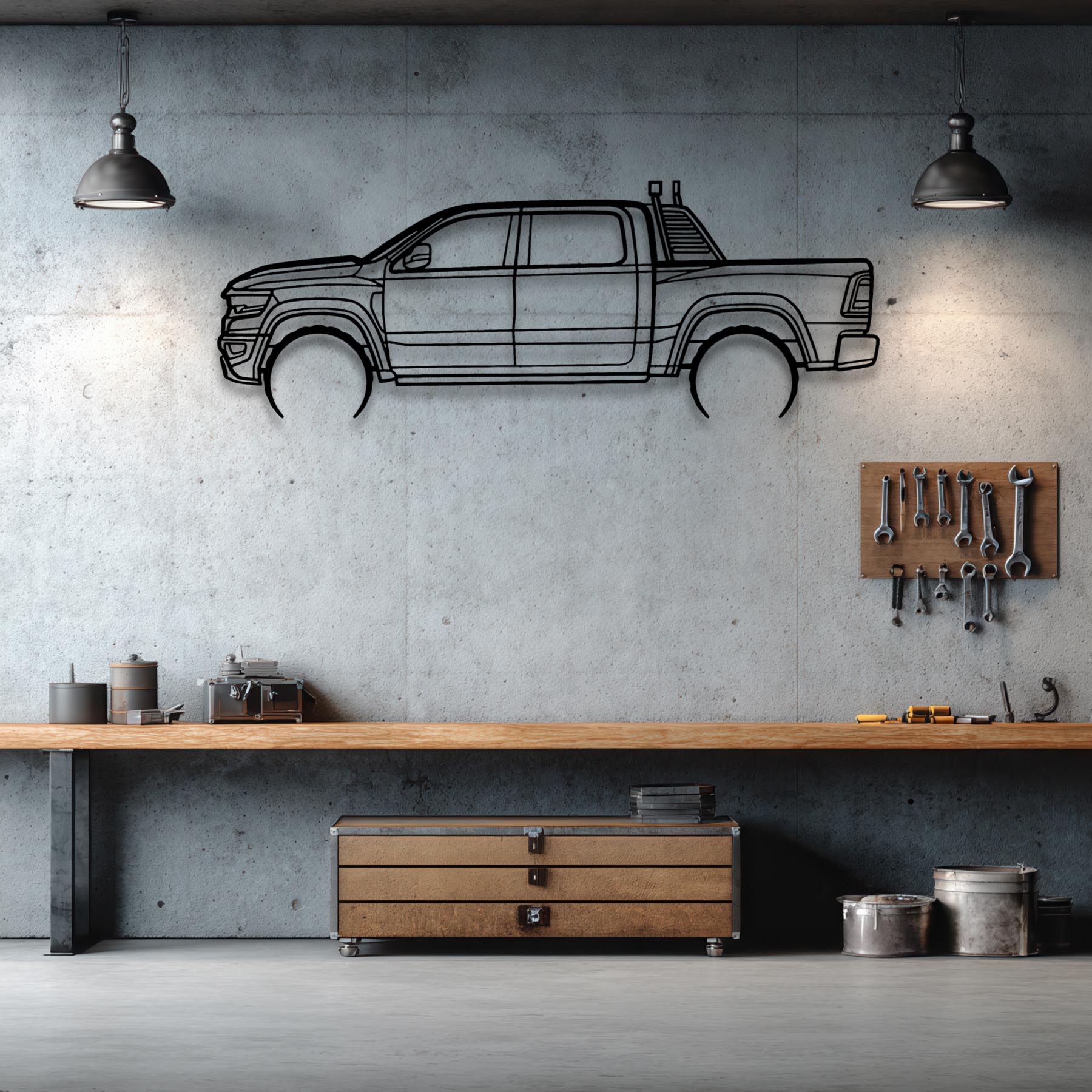 RAM TRX 2022 Detailed Silhouette Metal Wall Art