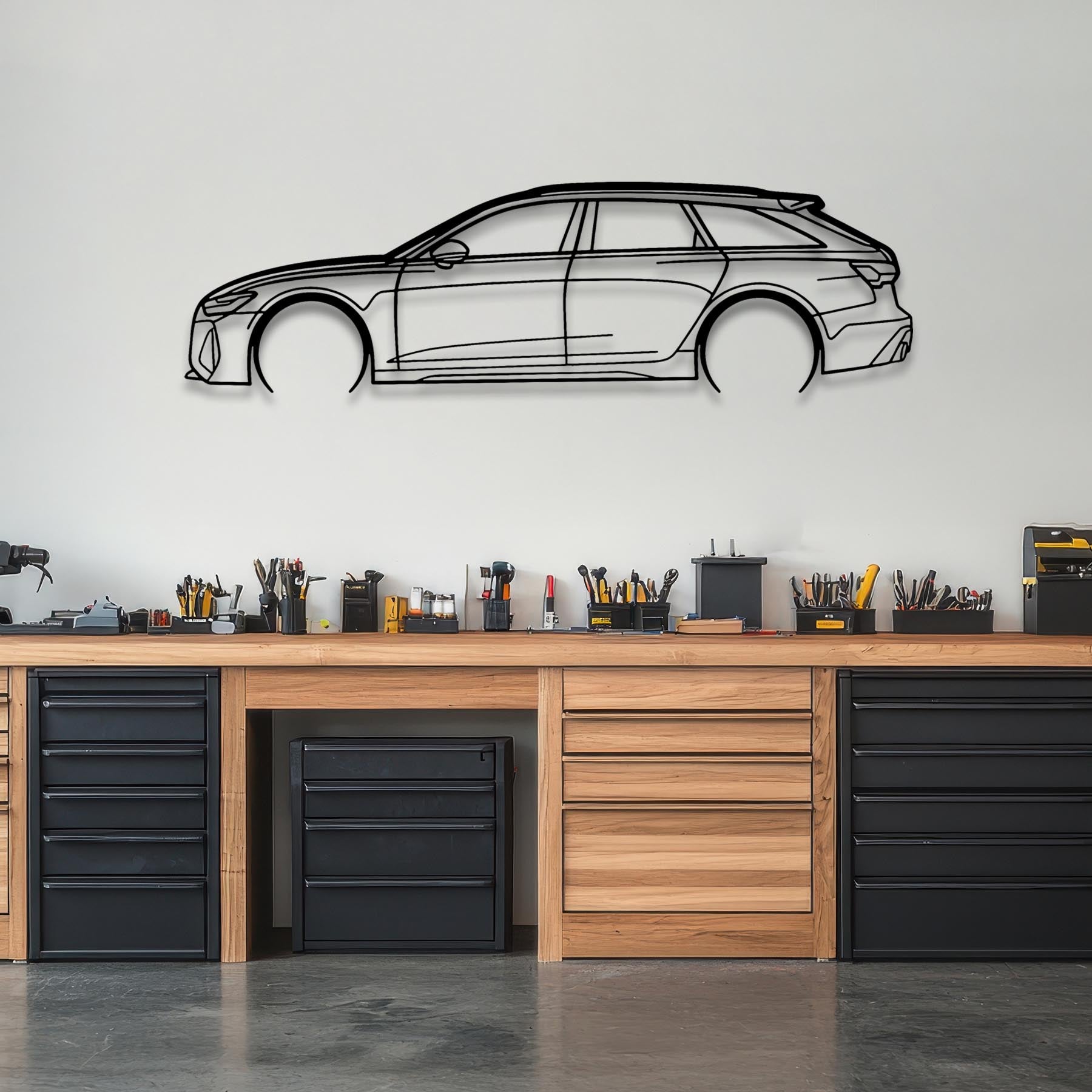 RS6 2022 Detailed Silhouette Metal Wall Art